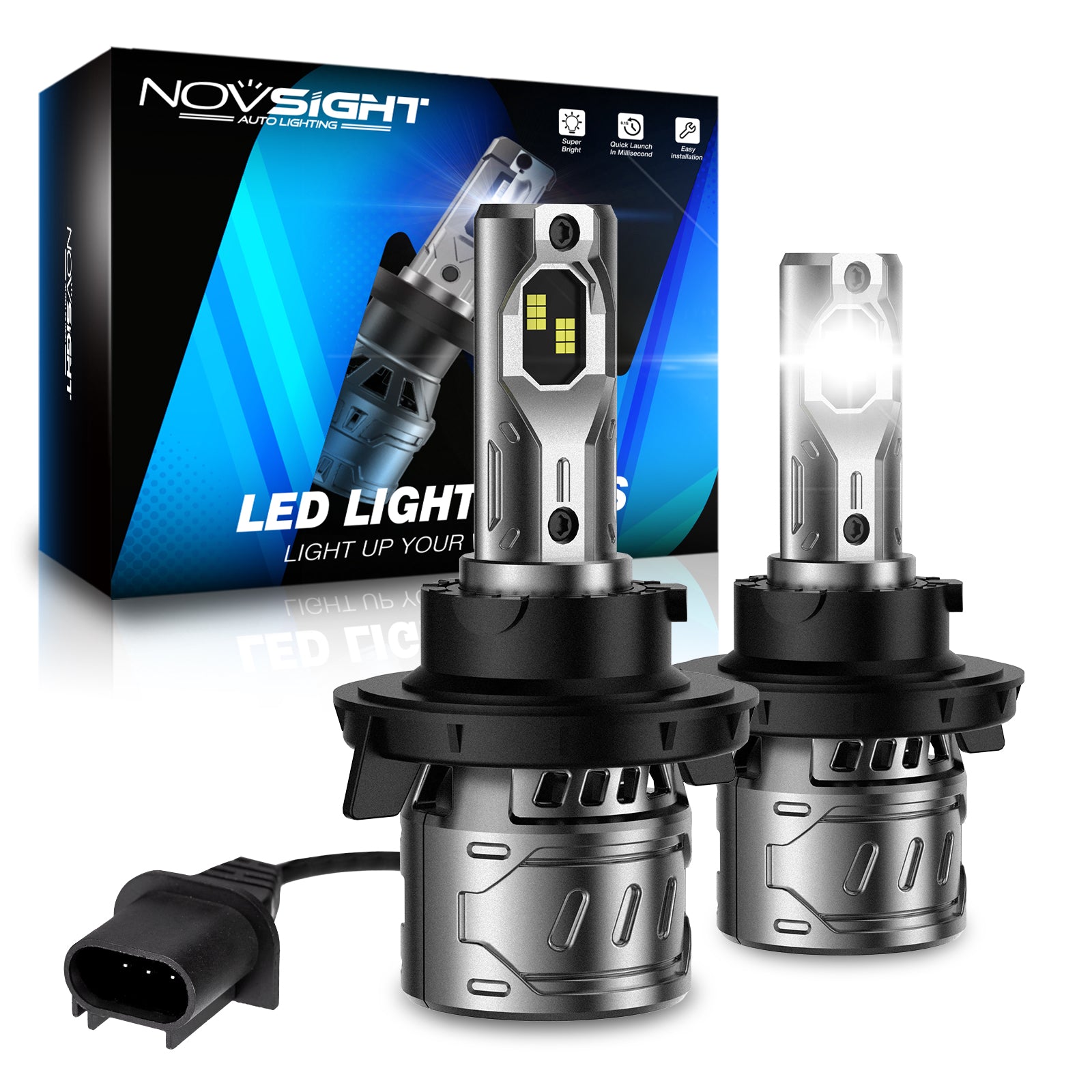 N61 General Series | H1 H3 H4 H7 H11 H13 9004 9005 9006 9007 881 LED Bulbs Stable Output 60W 13000LM 6500K White | 2 Bulbs - NOVSIGHT