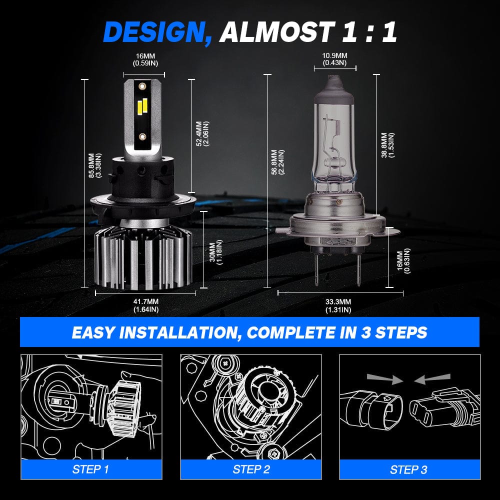 Chevy Cruze 2014 2015 2011 2012 2013 LED Headlight Bulb H13 9008 Dual Beam Light Replacement Conversion Kit pack of 2 - NOVSIGHT