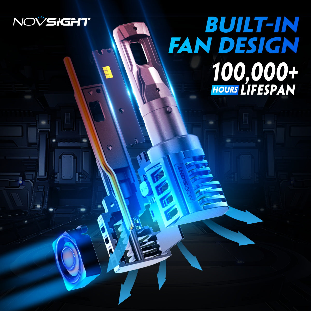 N66 Pro Series Wireless | 9005 9006 H4 H7 H11 LED Bulbs Perfect Beam 80W 18000LM 6500K White | 2 Bullbs - NOVSIGHT