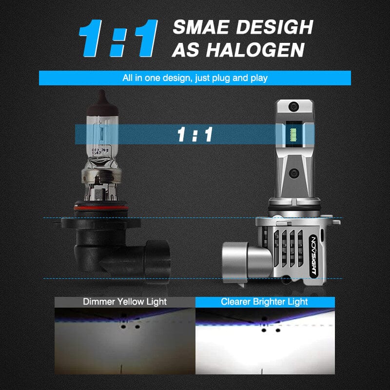 9005 LED headlight bulbs 1:1 design as halogen