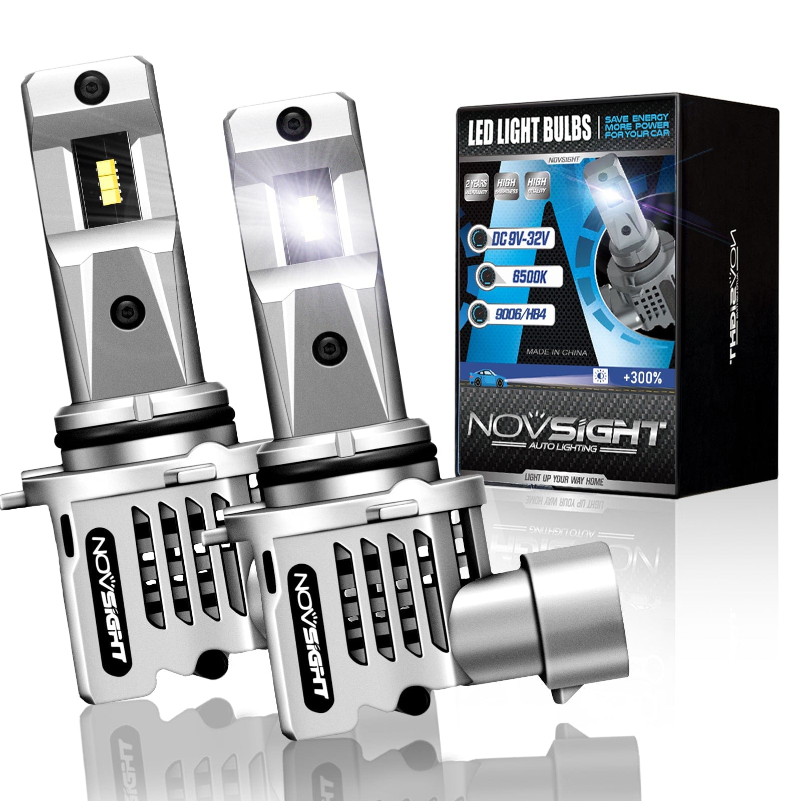 N30 Standard Series Wireless | 9006 HB4 LED Bulbs 1:1 Integrated Design 55W 12000LM 6500K White | 2 Bulbs - NOVSIGHT
