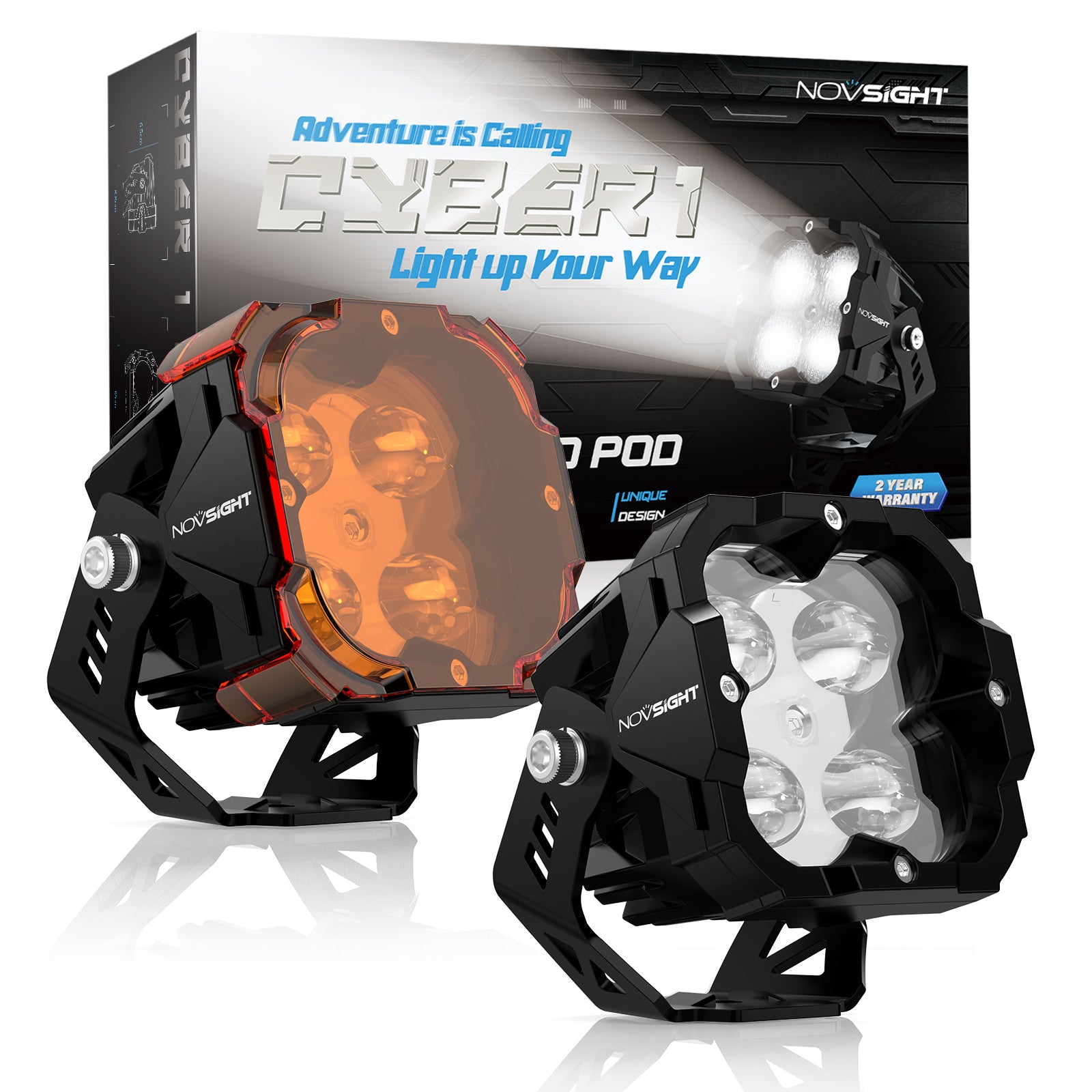 CYBER 1 Series | LED Pod light Off-Road LED light Amber Pod light 3 inch 4 inch - NOVSIGHT