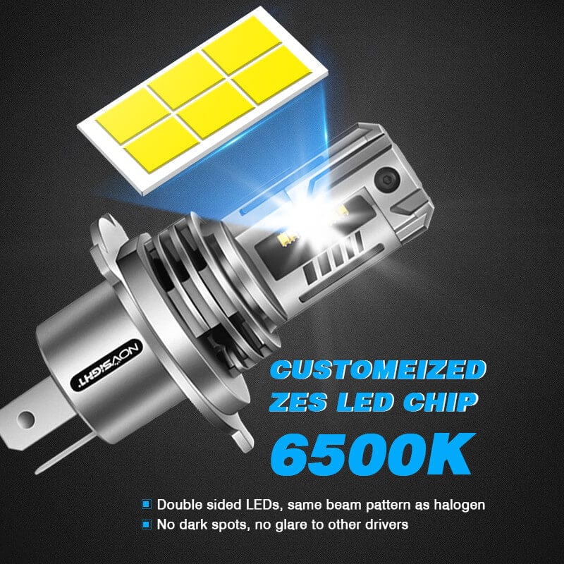 H4 LED headlight bulbs with customized ZES LED chips 6500K