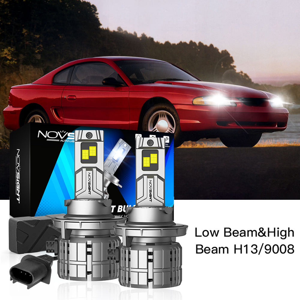 Fit for 2005-2012 Ford Mustang GT H13 9008 LED Headlights Bulbs - NOVSIGHT