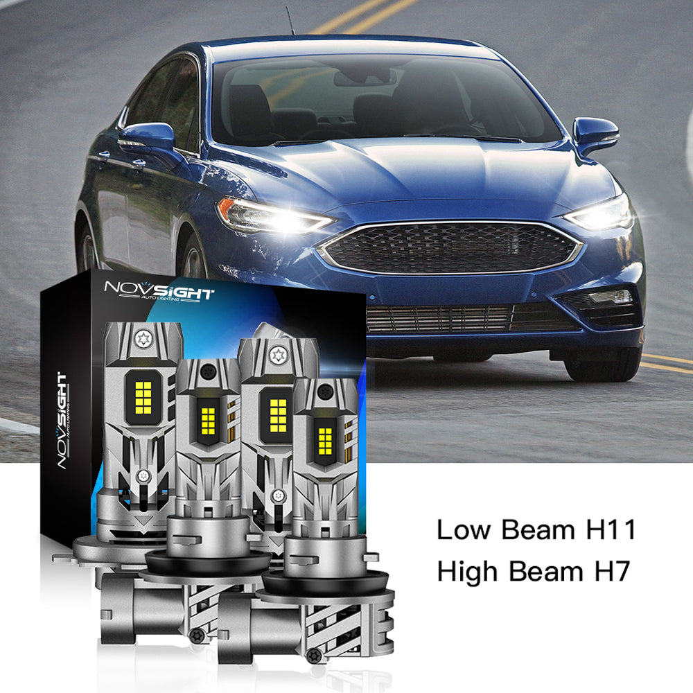 Fit for 2017-2018 Ford Fusion H11 H7 LED Headlights Bulbs - NOVSIGHT