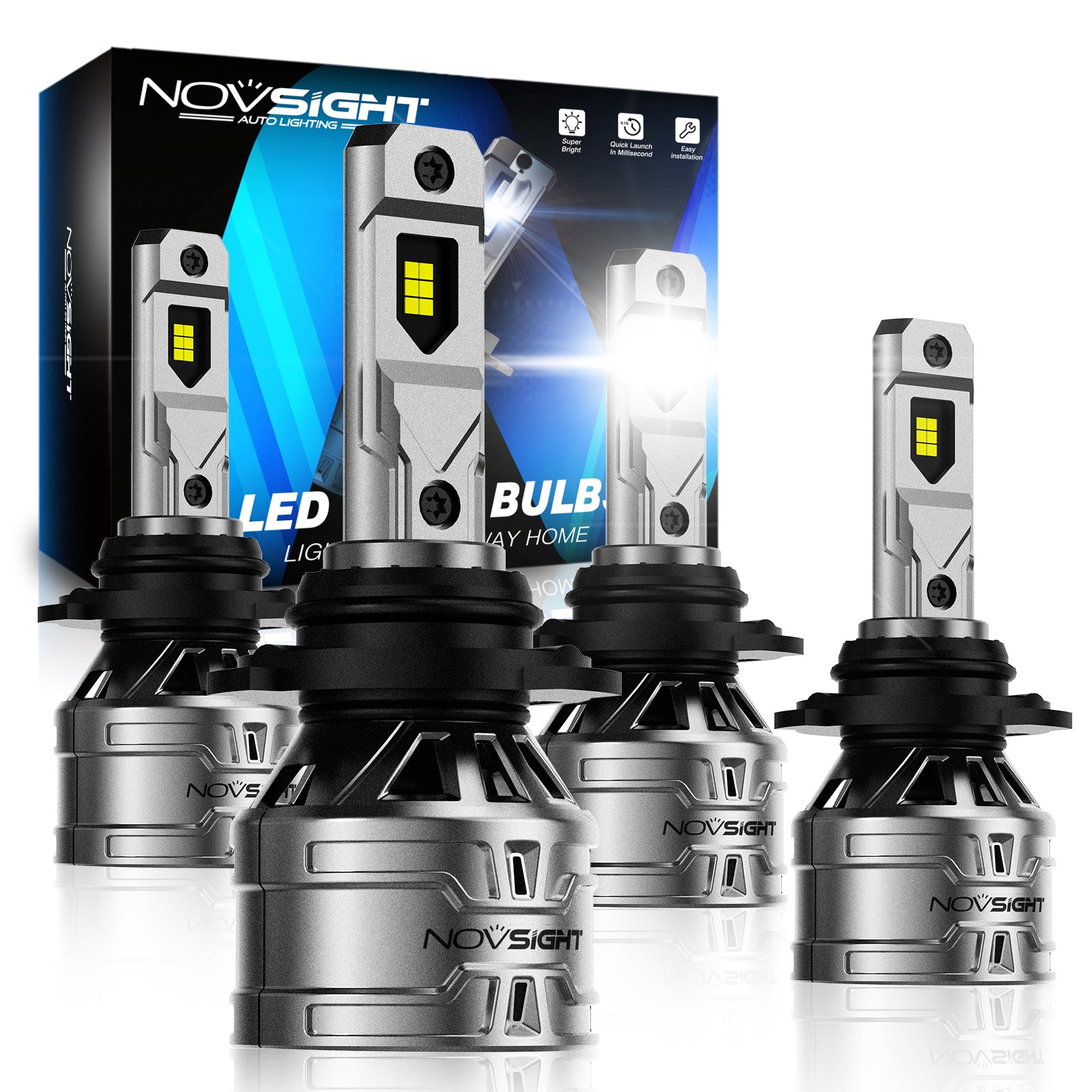 2010-2018 Chevrolet Equinox Headlight Bulbs H11 9005 Hi&Lo Beam Conversion Kits 4 Bulbs - NOVSIGHT