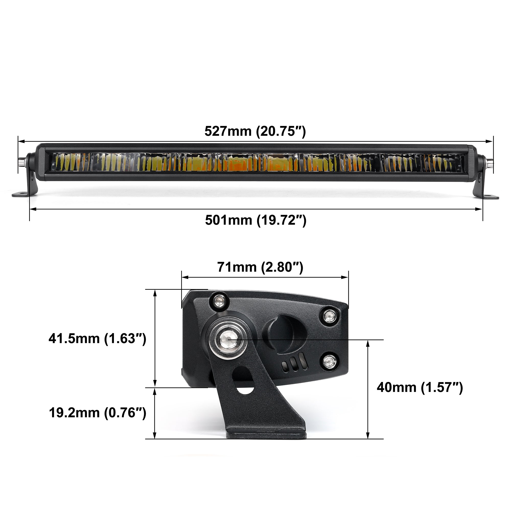 Off Road LED Light Bar 20 Inch Single Row Dual Beam White Amber - NOVSIGHT