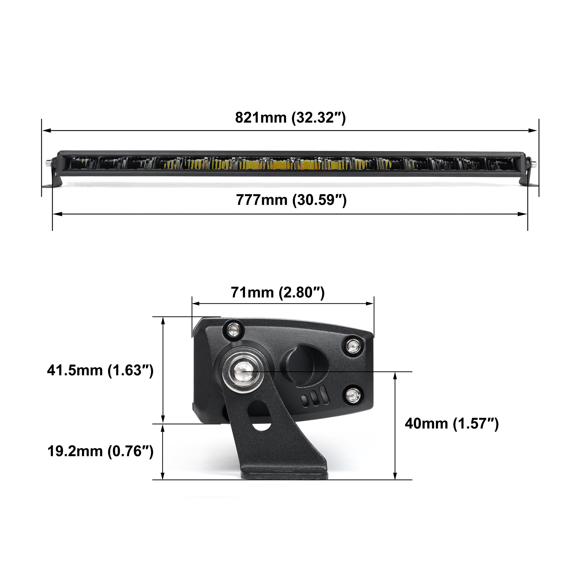 Off Road LED Light Bar 30 Inch Single Row Dual Beam White Amber - NOVSIGHT