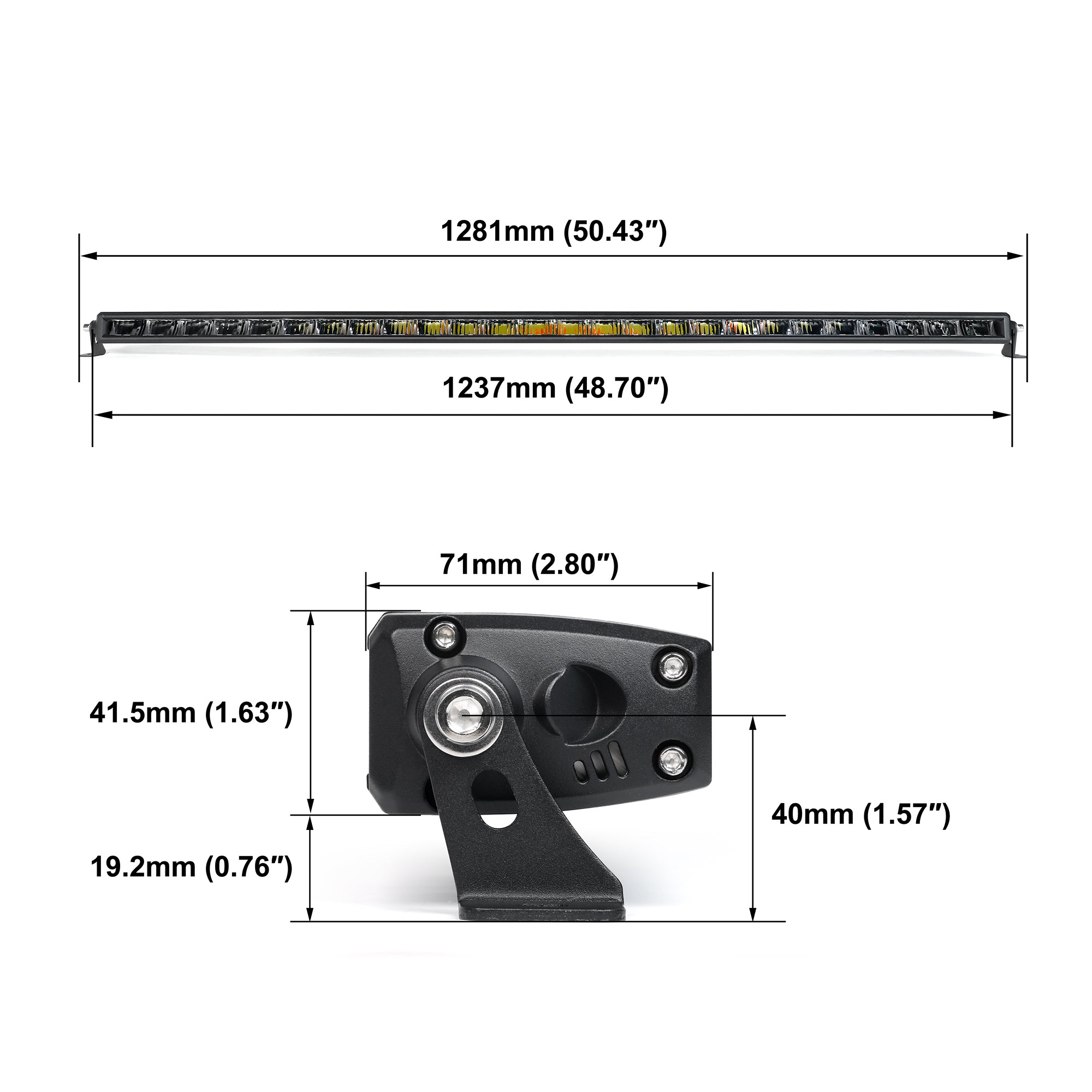 Off Road LED Light Bar 50 Inch Single Row Dual Beam White Amber - NOVSIGHT