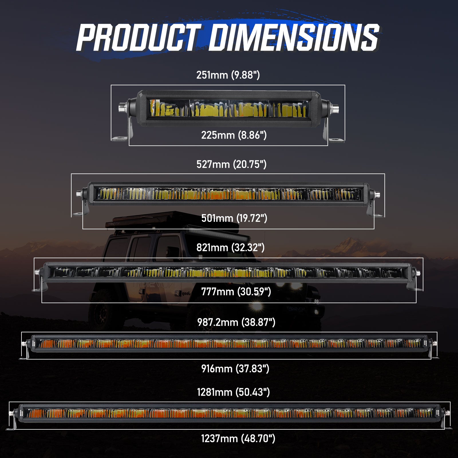 Off Road LED Light Bar 20 Inch Single Row Dual Beam White Amber - NOVSIGHT