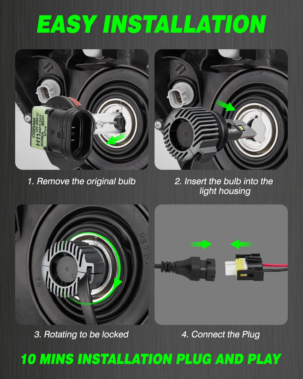 N52 Plus Series | H7 LED Bulbs Automotive-Grade Chip 100W 20000LM 6500K White | 2 Bulbs - NOVSIGHT