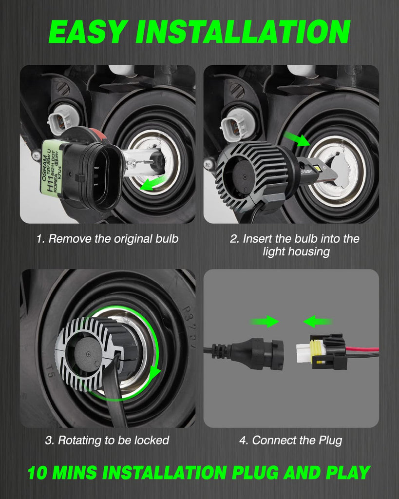 2018 2019 Toyota C-HR LED Bulbs 9012 Full Beam Conversion Kits Pack of 4, 6500K 20,000 Lumens - NOVSIGHT