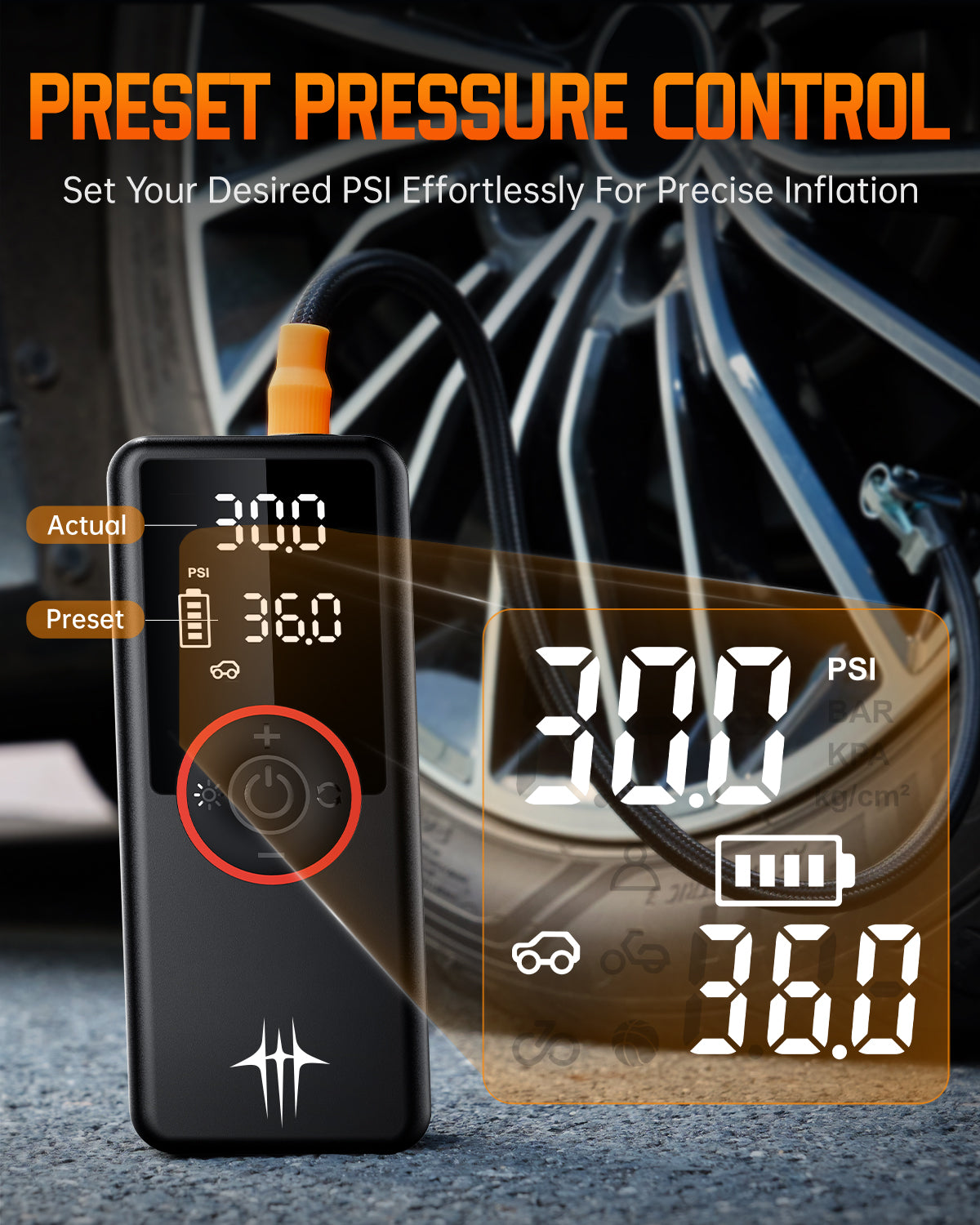 Tire Inflator Portable Air Compressor Tire Air Pump for Car Tires - NOVSIGHT