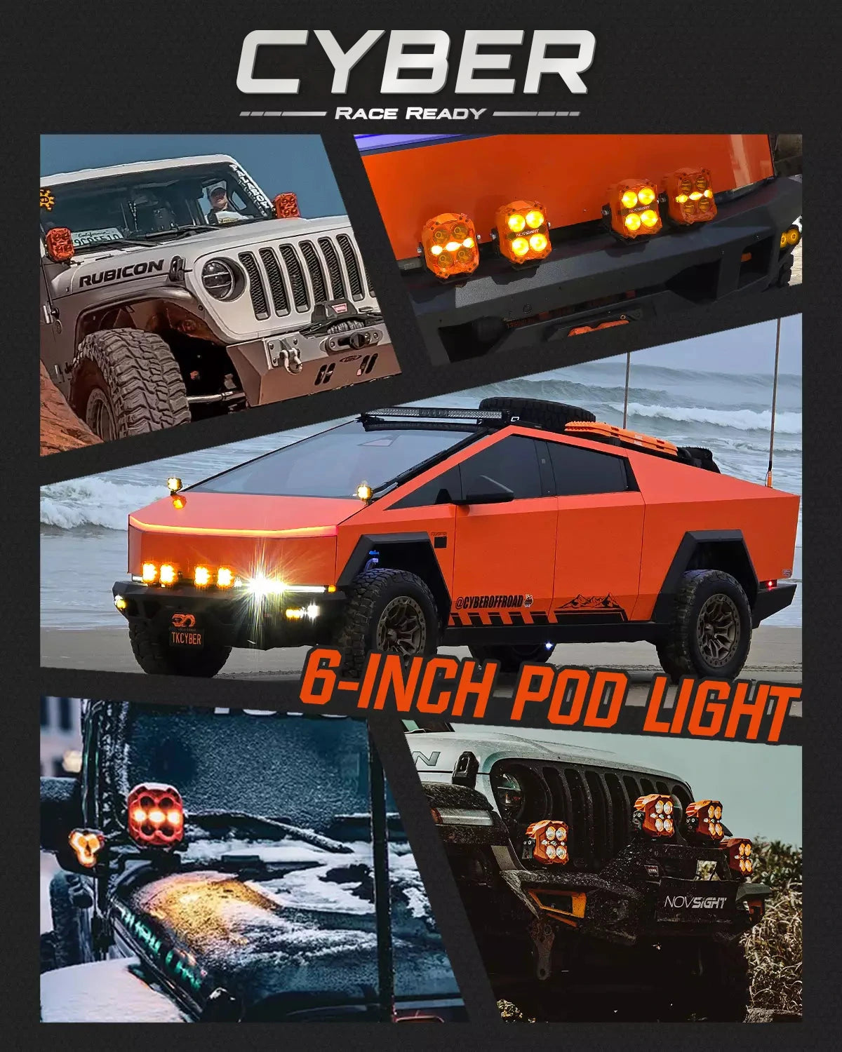Cyber | 6-inch LED Pod Lights Cyber Orange