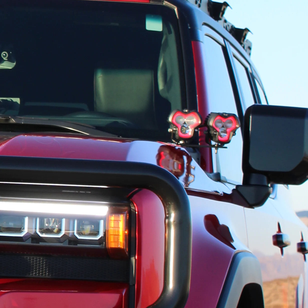 Toyota Land Cruiser Off-Road Lights HALO SE Series LED Pod Lights with Red and White DRL