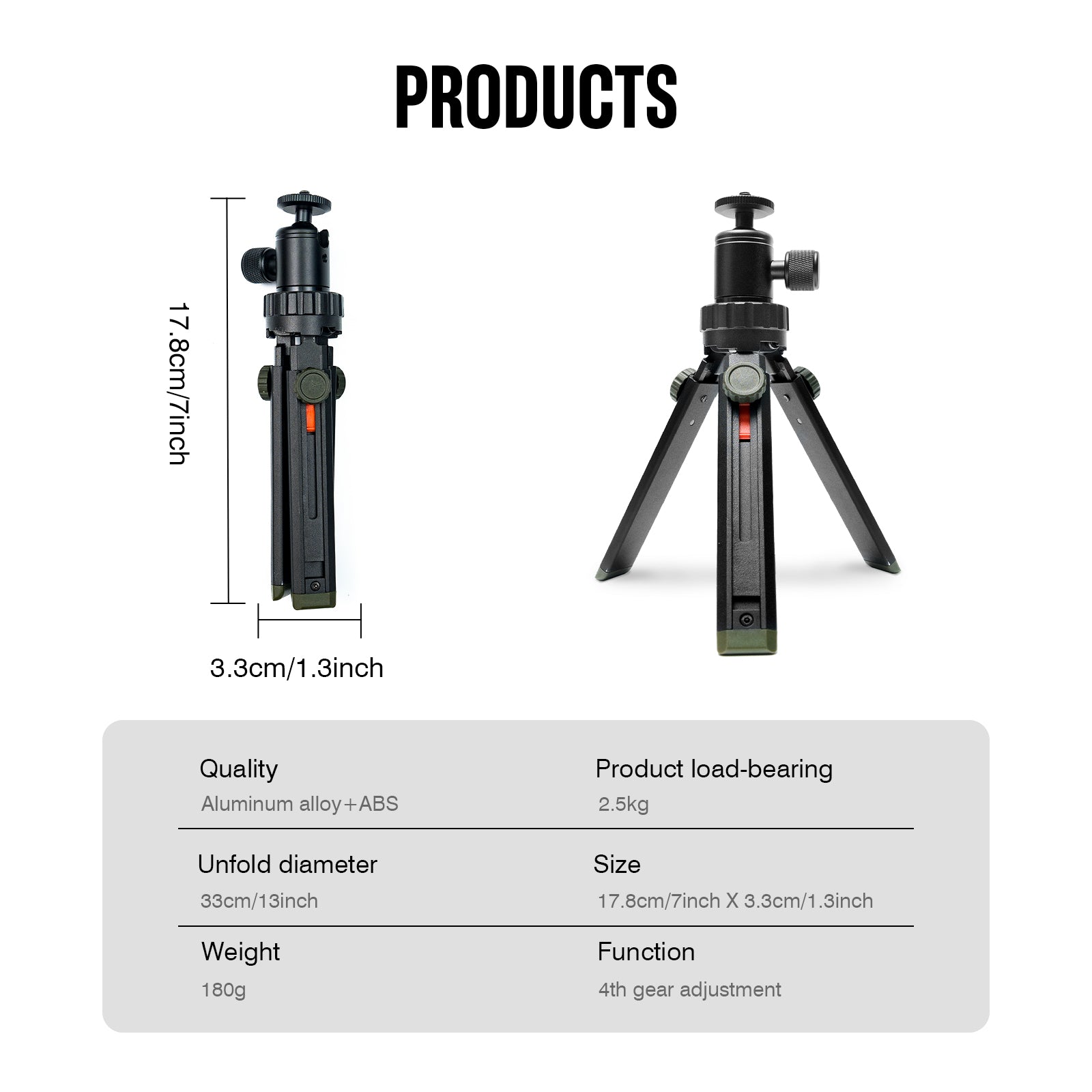 Portable LED Work Light Tripod 1/4 Spiral Portable Stand With Universal Shaft Extension Rod - NOVSIGHT