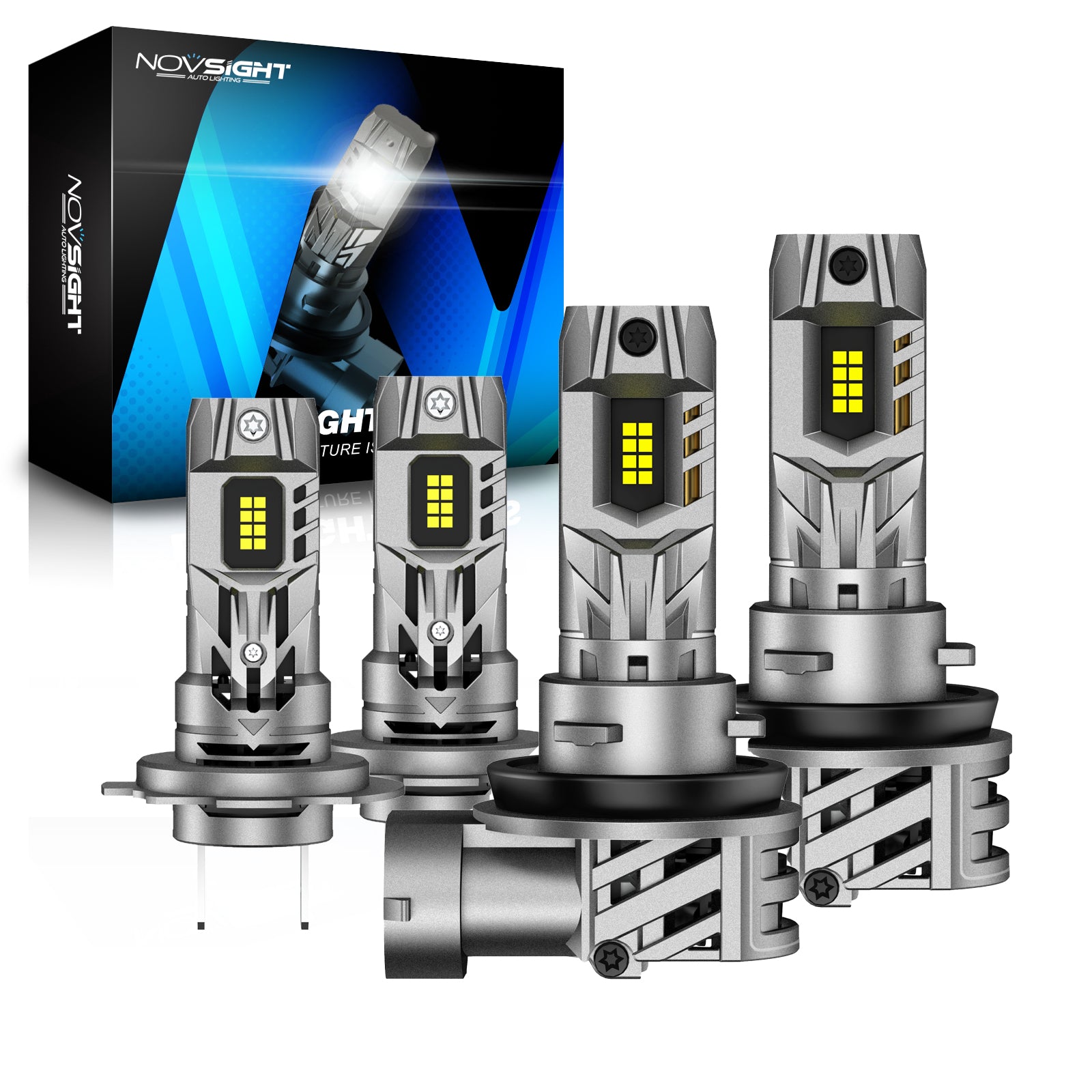 2006-2018 Ford Fusion LED Headlight Bulbs Conversion Kits H11 H7 Replace Halogen Headlamp Pace of 4 - NOVSIGHT