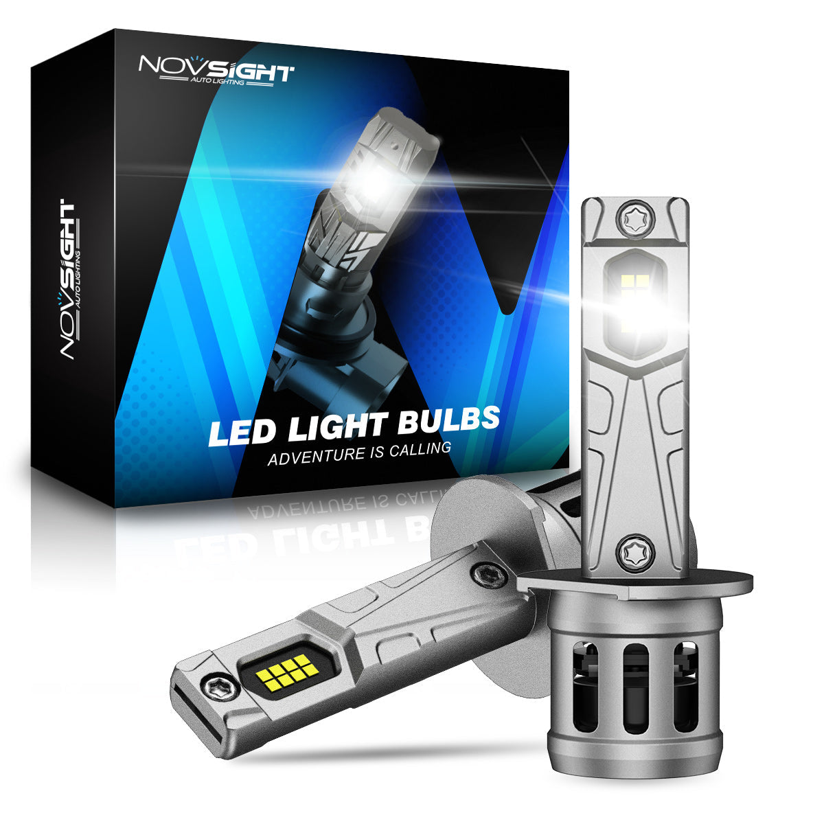 N63 Series Mini Wireless | H1 H3 H7 H11 9005 9006 LED Bulbs Original Mini Size Plug N Play 70W 16000LM 90W 20000LM 6500K White | 2 Bulbs - NOVSIGHT