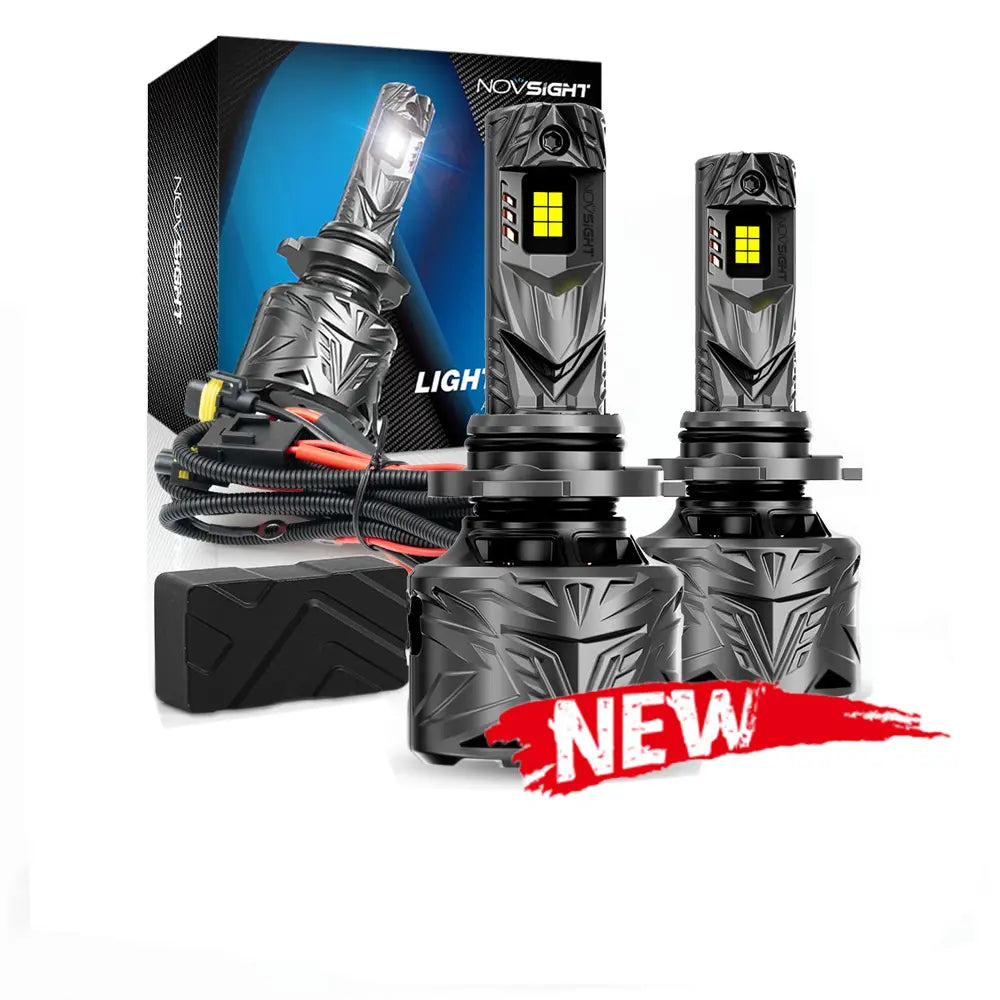 Novsight N70 series car headlight bulbs with packaging on a white background