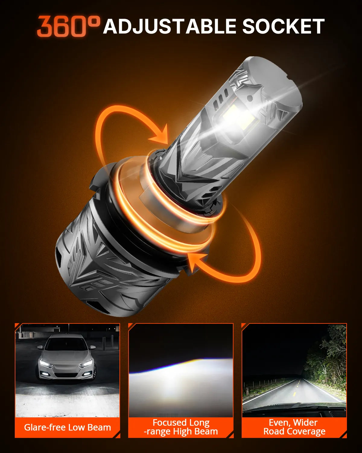 N70 Series | 9004 HB1 LED Bulbs Super Bright Headlights 240W 50000LM 6500K White | 2 Bulbs Headlight | Novsight