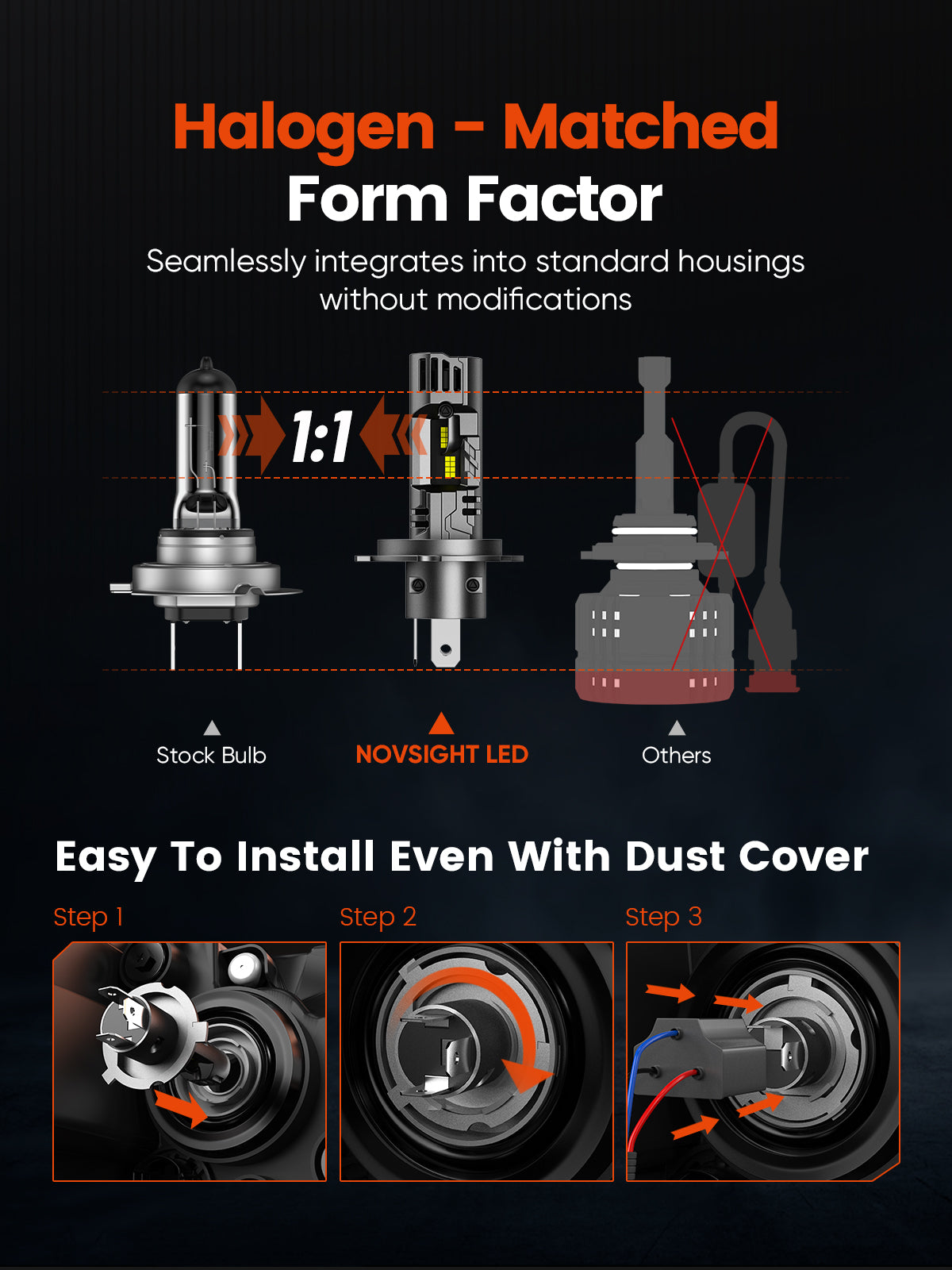 N99 Series Wireless | H4 9003 HB2 LED Headlight Bulbs 100W 24000LM 6500K White | 2 Bulbs - NOVSIGHT