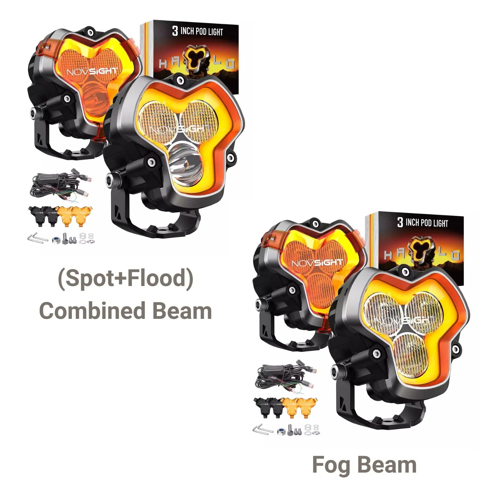 Sistema de luces LED de 3" HALO Serie DRL de 48 W (par)