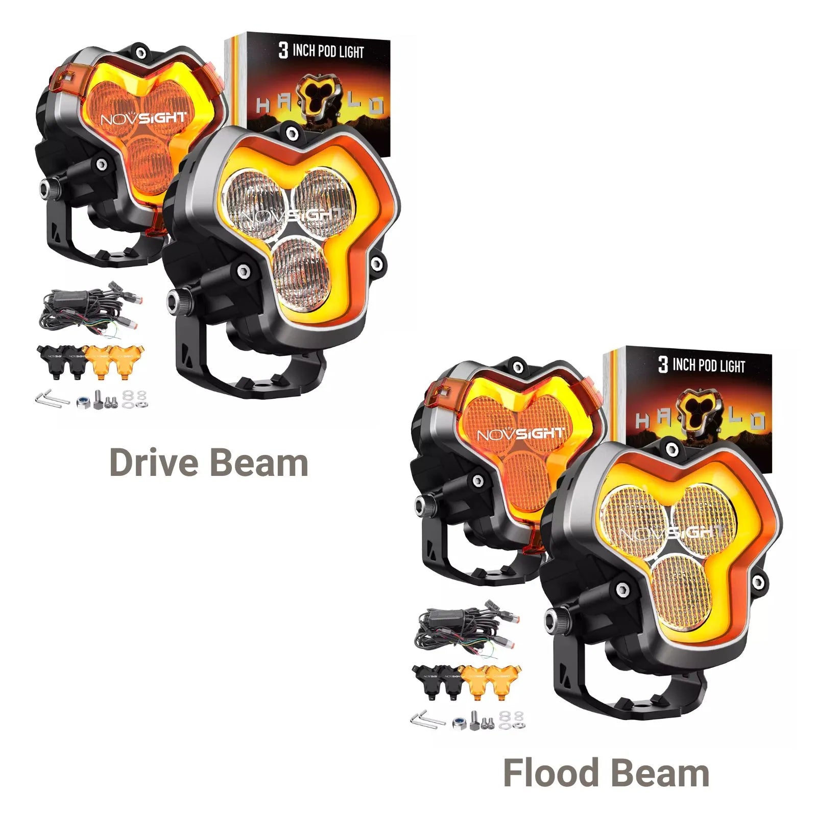Sistema de luces LED de 3" HALO Serie DRL de 48 W (par)