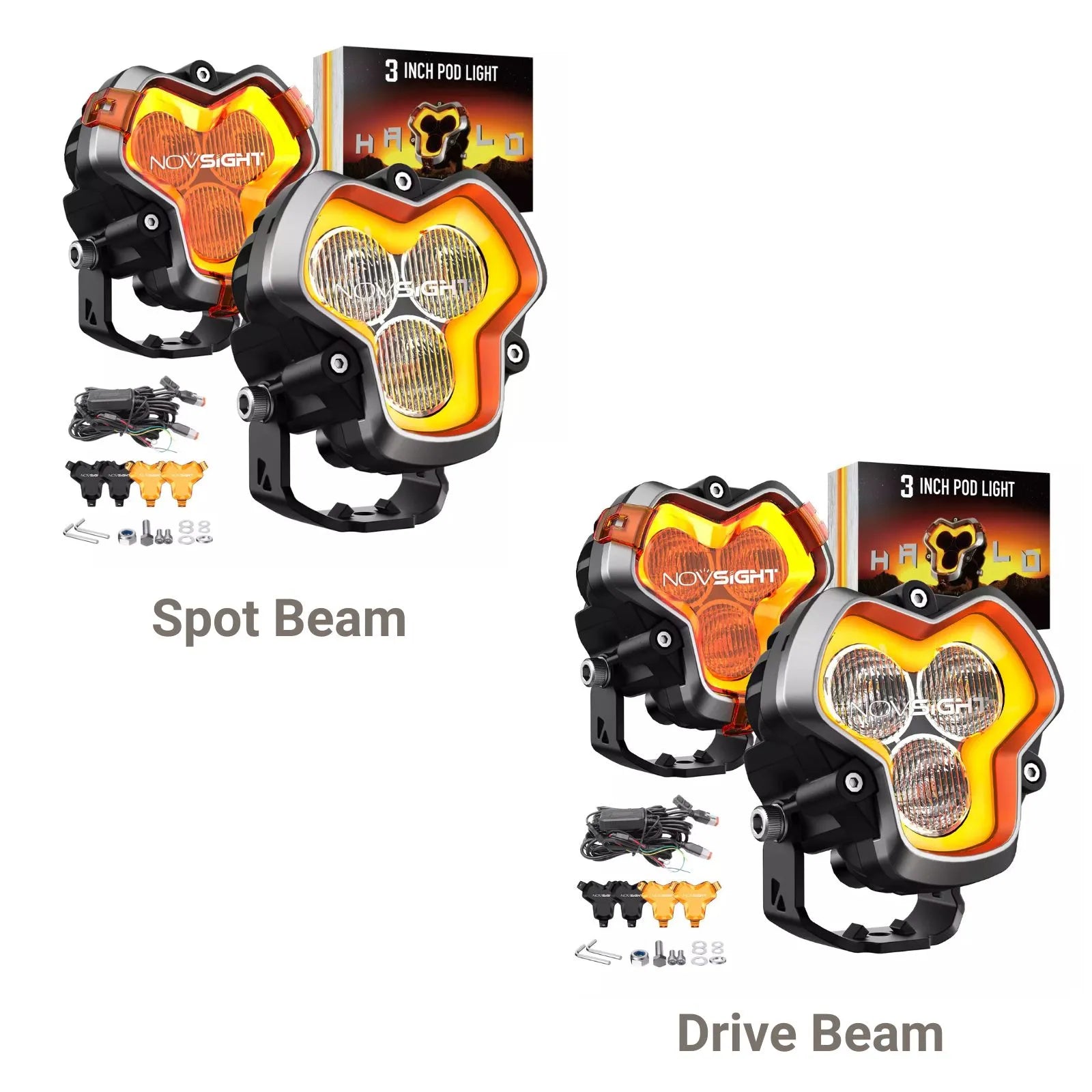 Sistema de luces LED de 3" HALO Serie DRL de 48 W (par)
