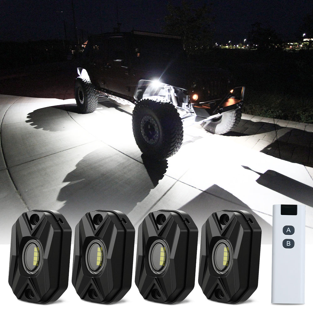 LED Rock Lights Kit White Light Flood Beam (4 Pods/8 Pods Set) - NOVSIGHT
