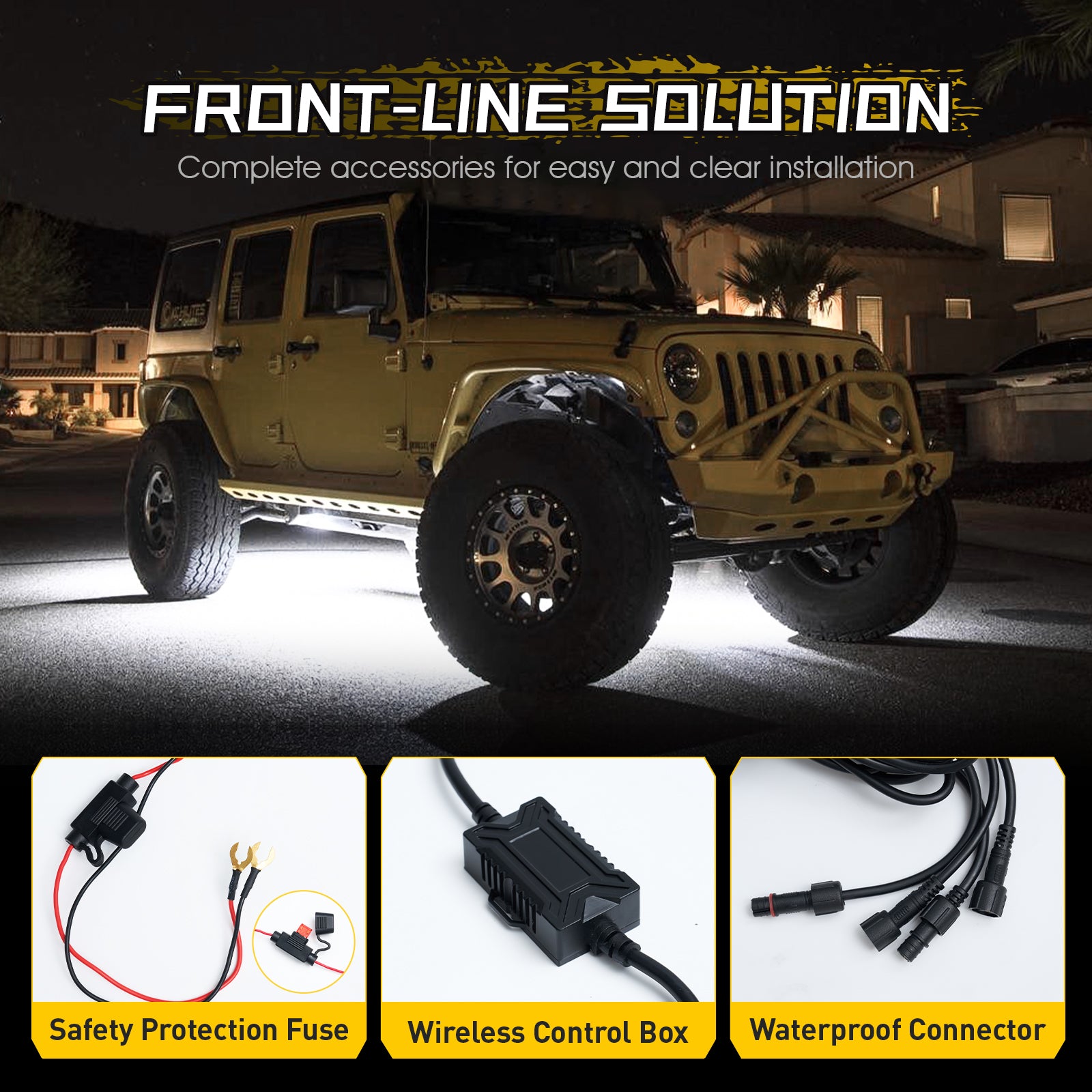 LED Rock Lights Kit White Light Flood Beam (4 Pods/8 Pods Set) - NOVSIGHT