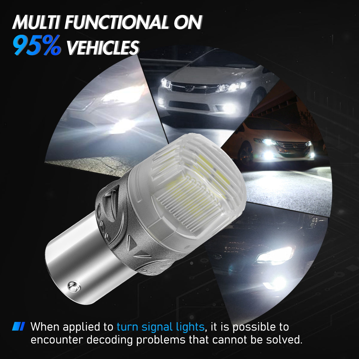 1156 180° P21W BA15S LED Bulbs for Rear Front Sinaling Lights DRL - White - NOVSIGHT