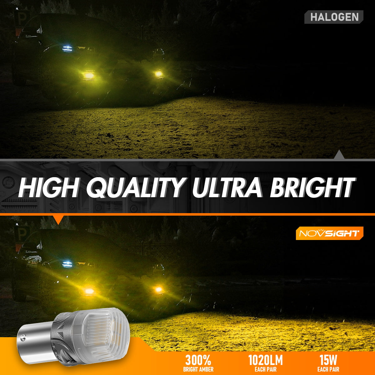 1156 180°BAU15S PY21W BAW15S PR21W LED Bulbs for Rear Front Turn Signal Lights - Yellow - NOVSIGHT