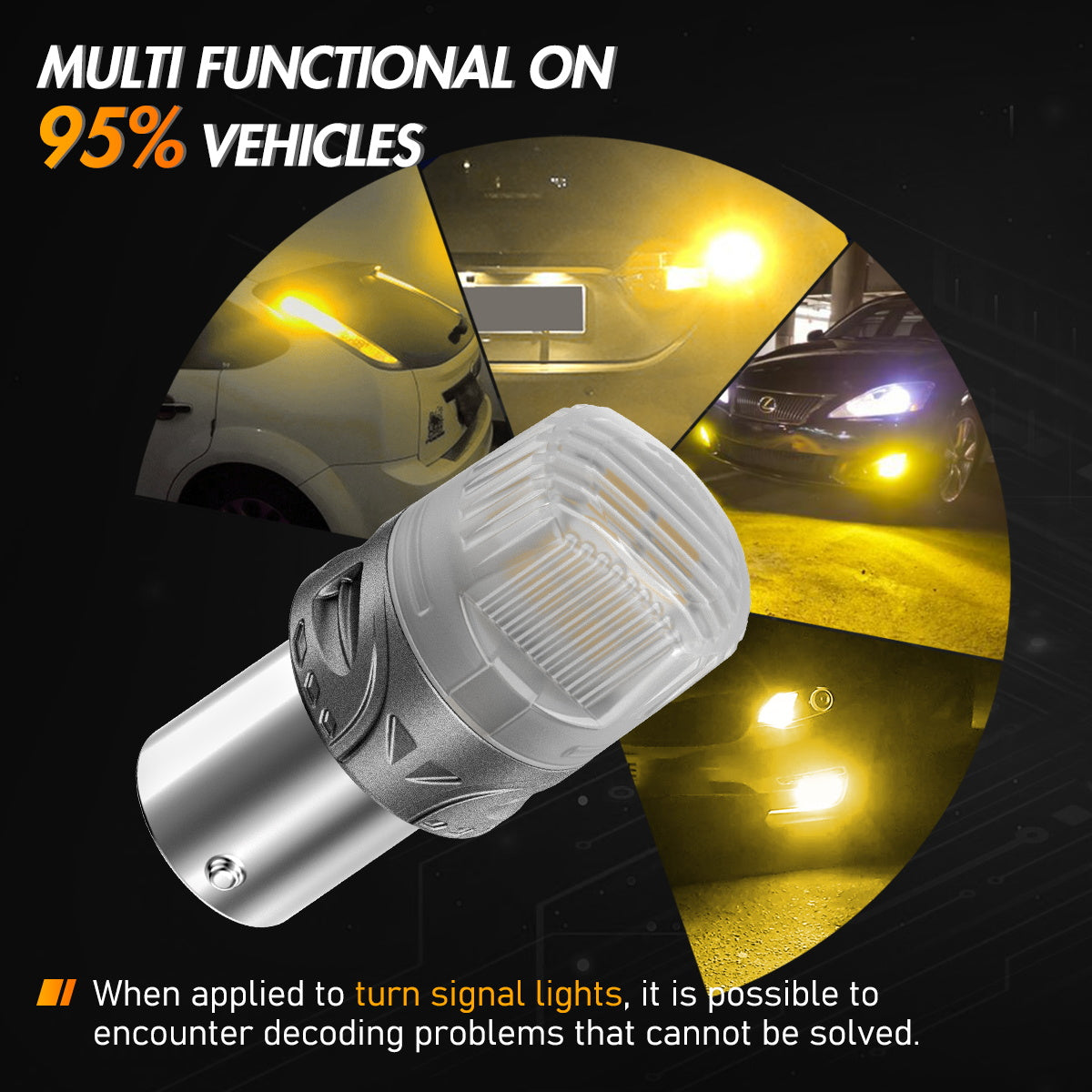 1156 180°BAU15S PY21W BAW15S PR21W LED Bulbs for Rear Front Turn Signal Lights - Yellow - NOVSIGHT