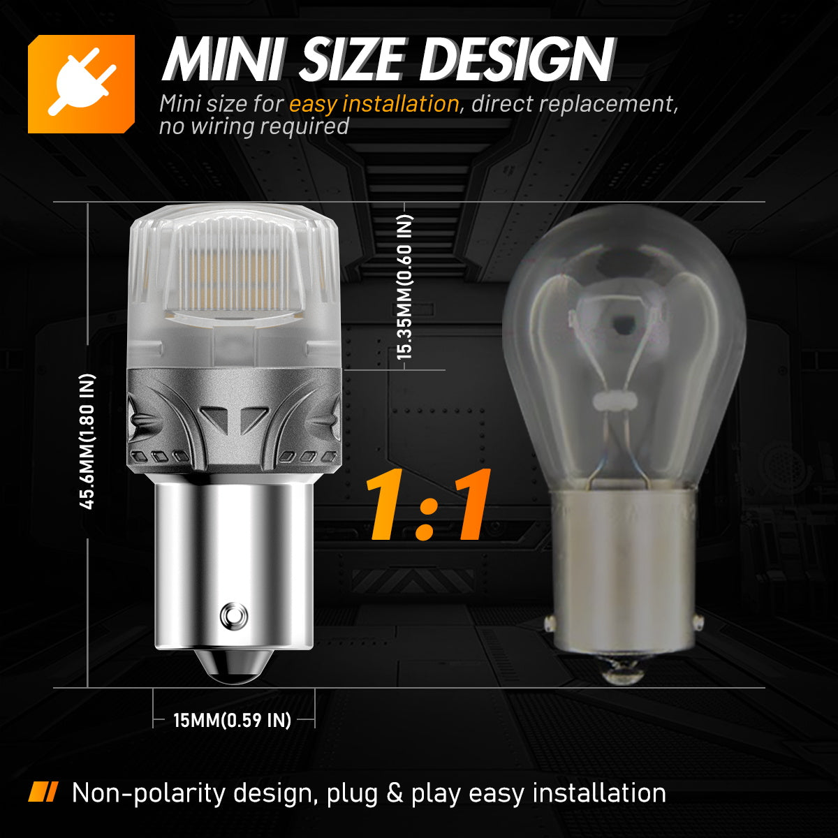 1156 180°BAU15S PY21W BAW15S PR21W LED Bulbs for Rear Front Turn Signal Lights - Yellow - NOVSIGHT