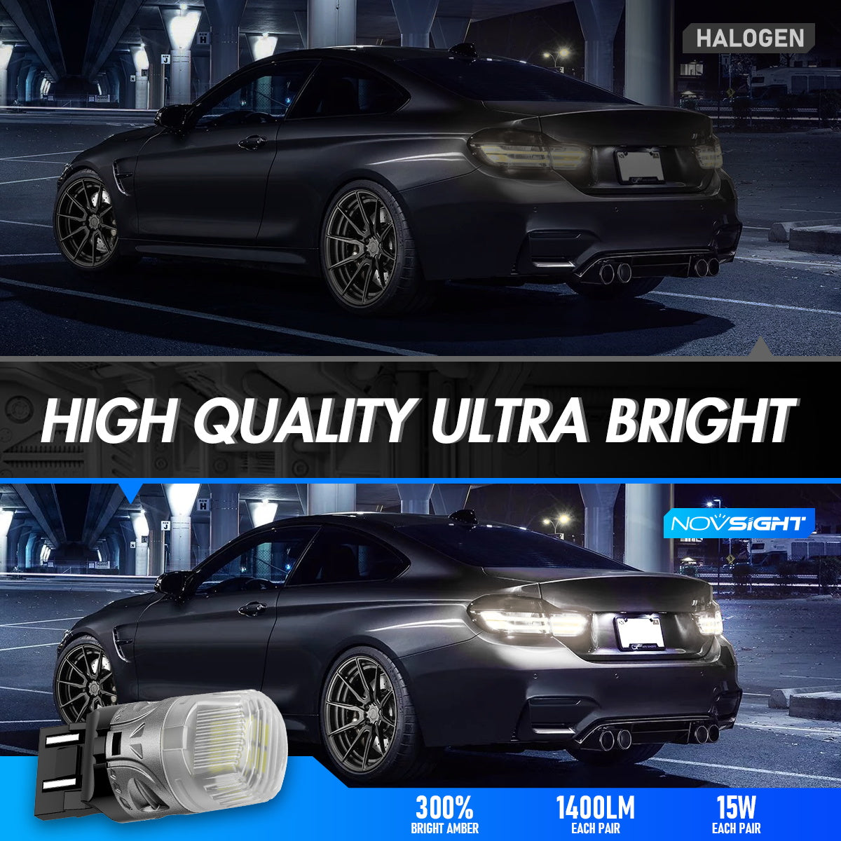 7443 T20 7444 W21 5W LED Bulbs for Rear Front Sinal Lights DRL - White - NOVSIGHT