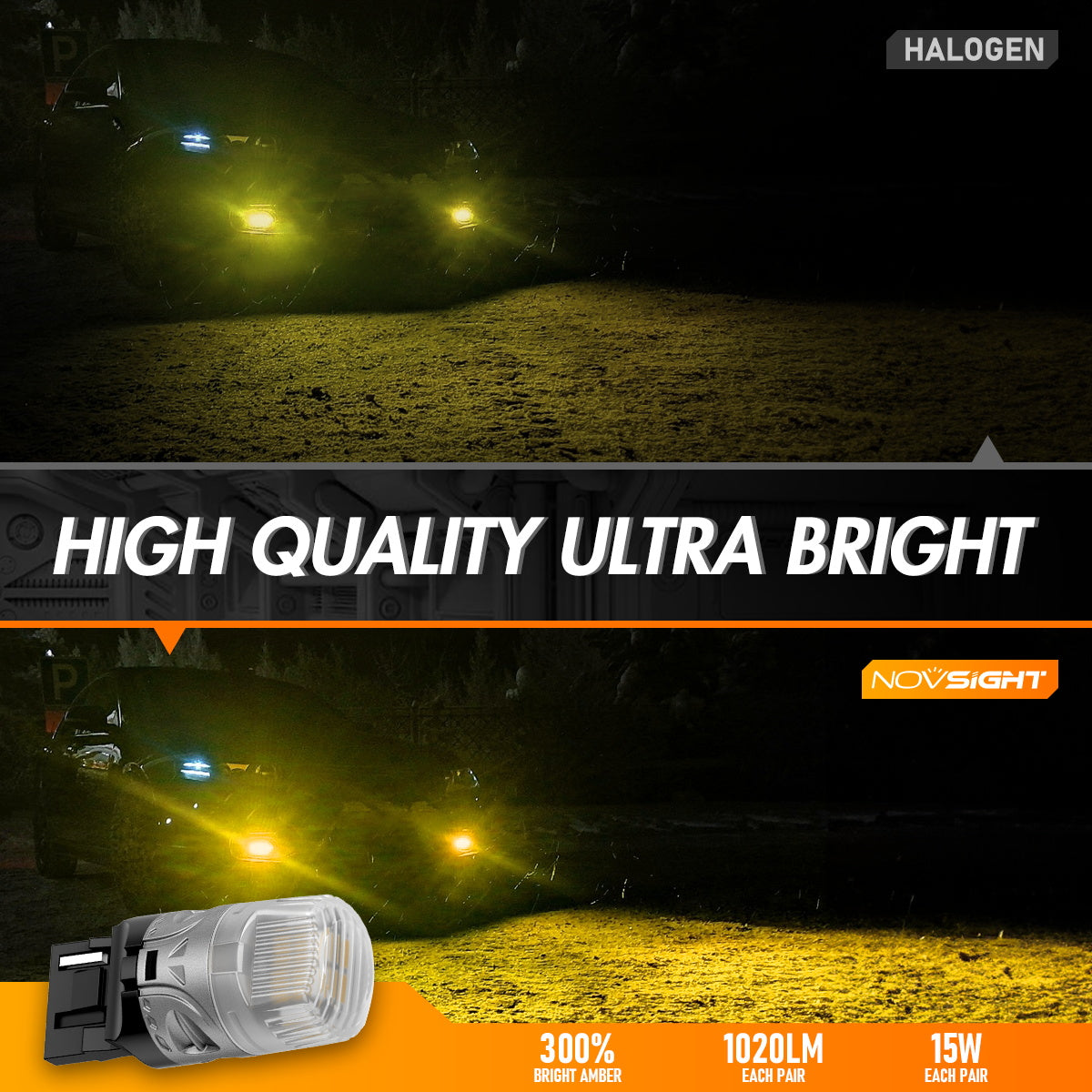 7440 T20 7441 992 WY21W LED Bulbs for Rear Front Turn Signal Lights - Yellow - NOVSIGHT