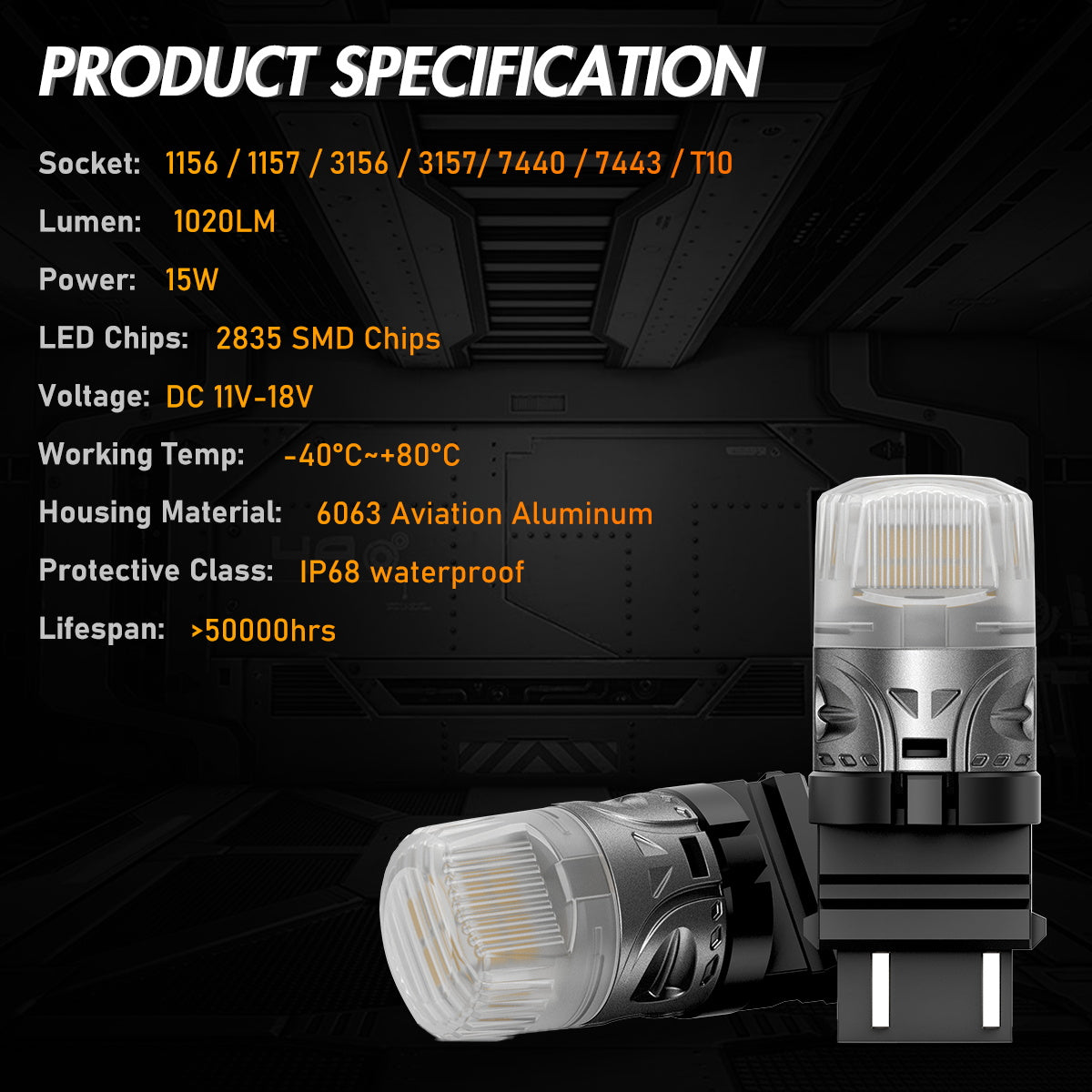 3157 3047 3057 3155 3157 3157AV LED Bulbs for Rear Front Turn Signal Lights - Yellow - NOVSIGHT
