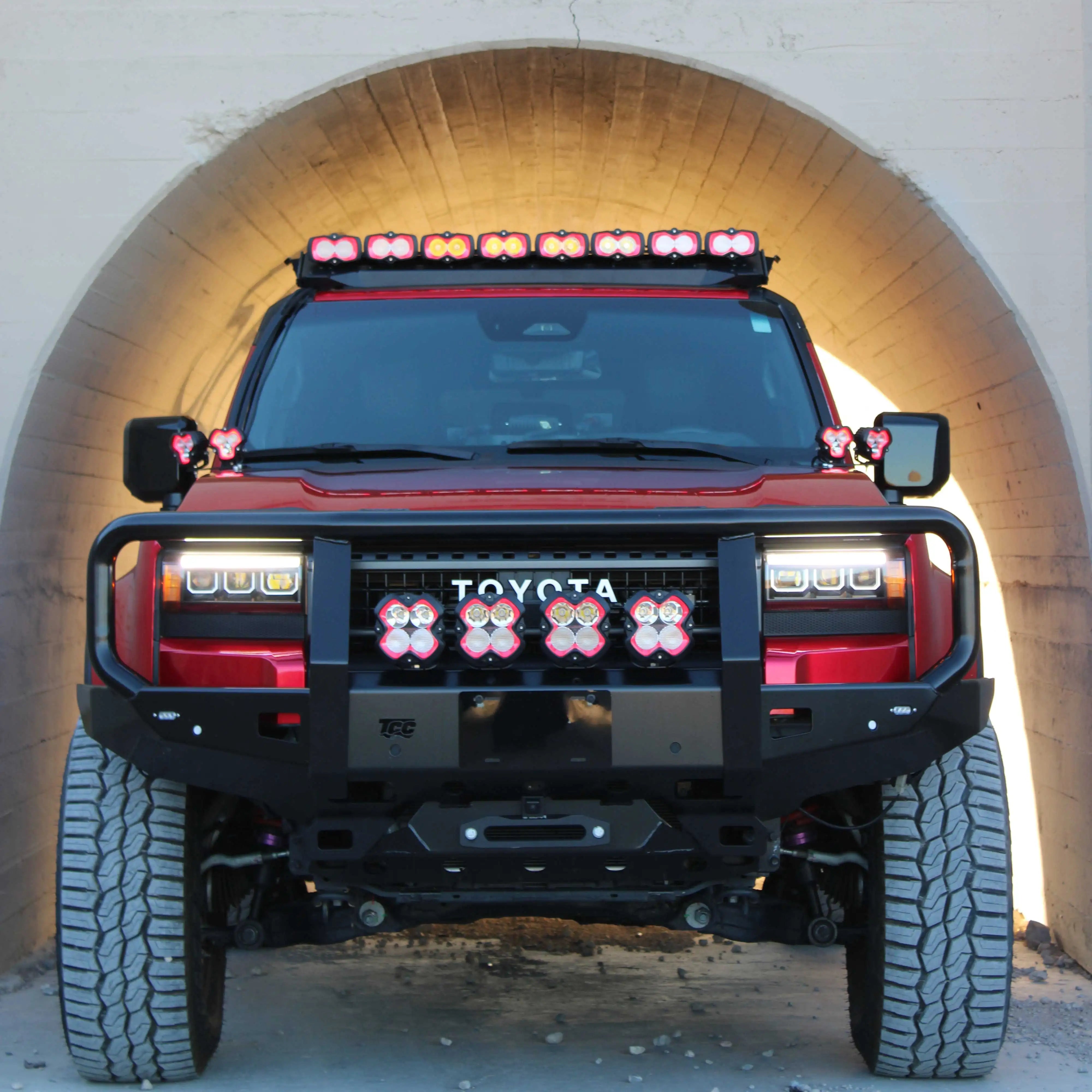 Toyota Land Cruiser Off-Road Lights HALO SE Series LED Pod Lights with Red and White DRL