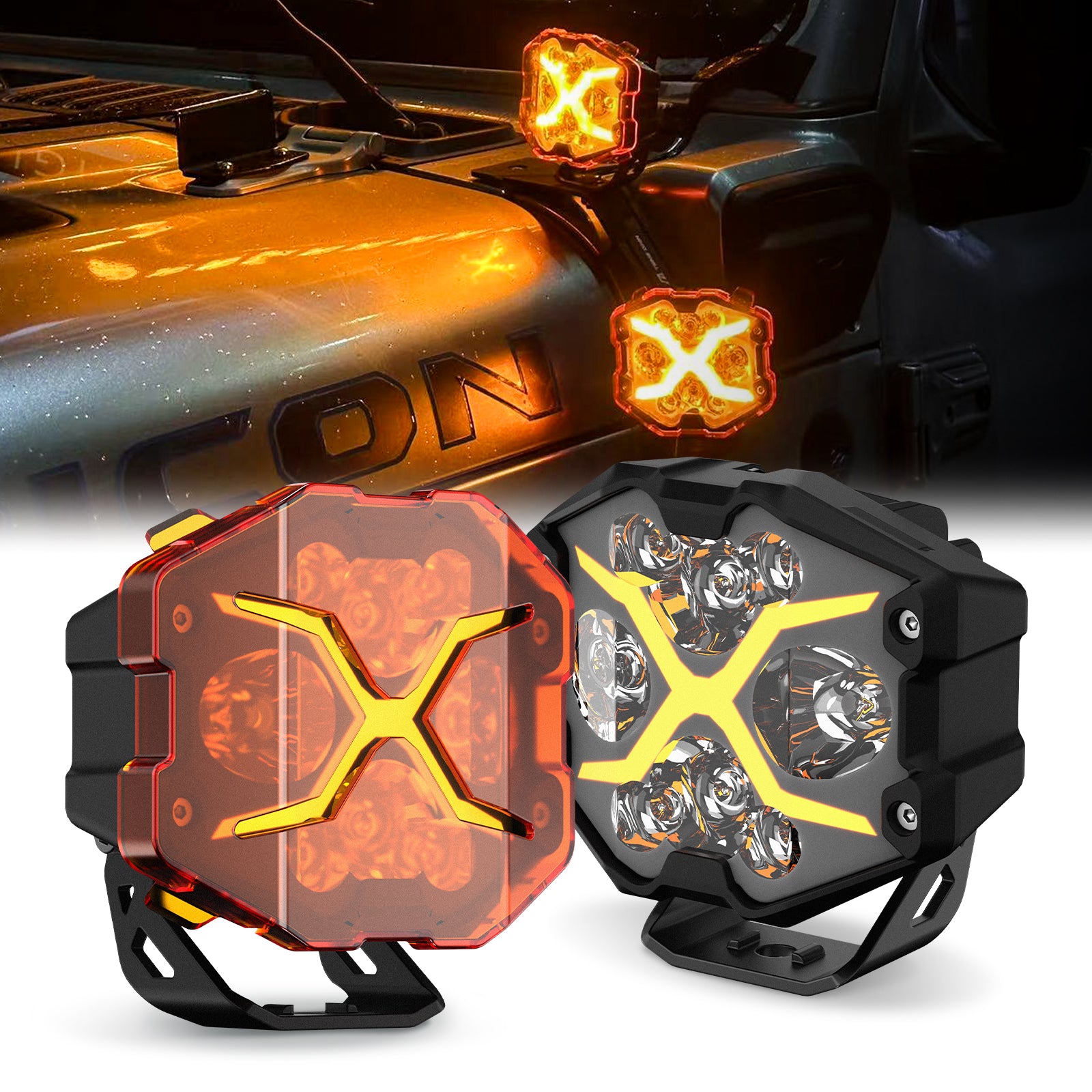 X-Series 4-inch LED Pod Light DRL Driving Beam with Wireless Switch Pa