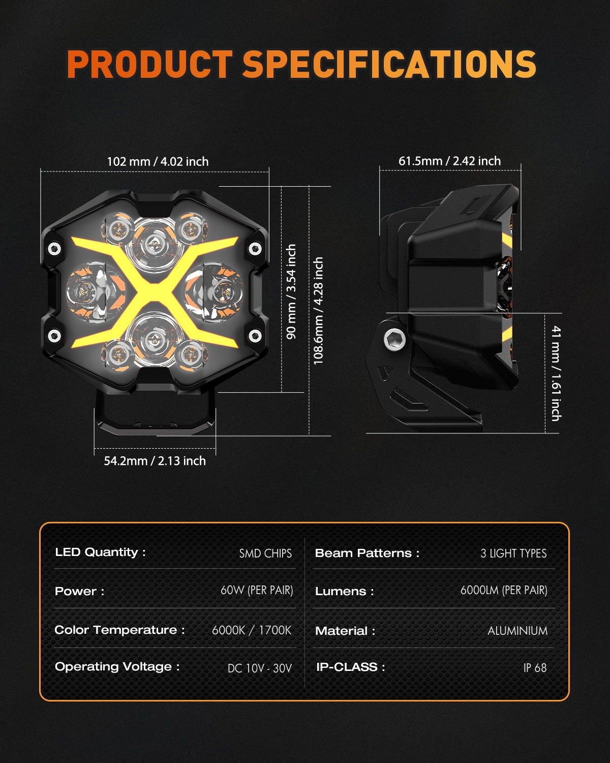 X-Series 4-inch LED Off-road Pod Light Driving Beam with Bluetooth Swi