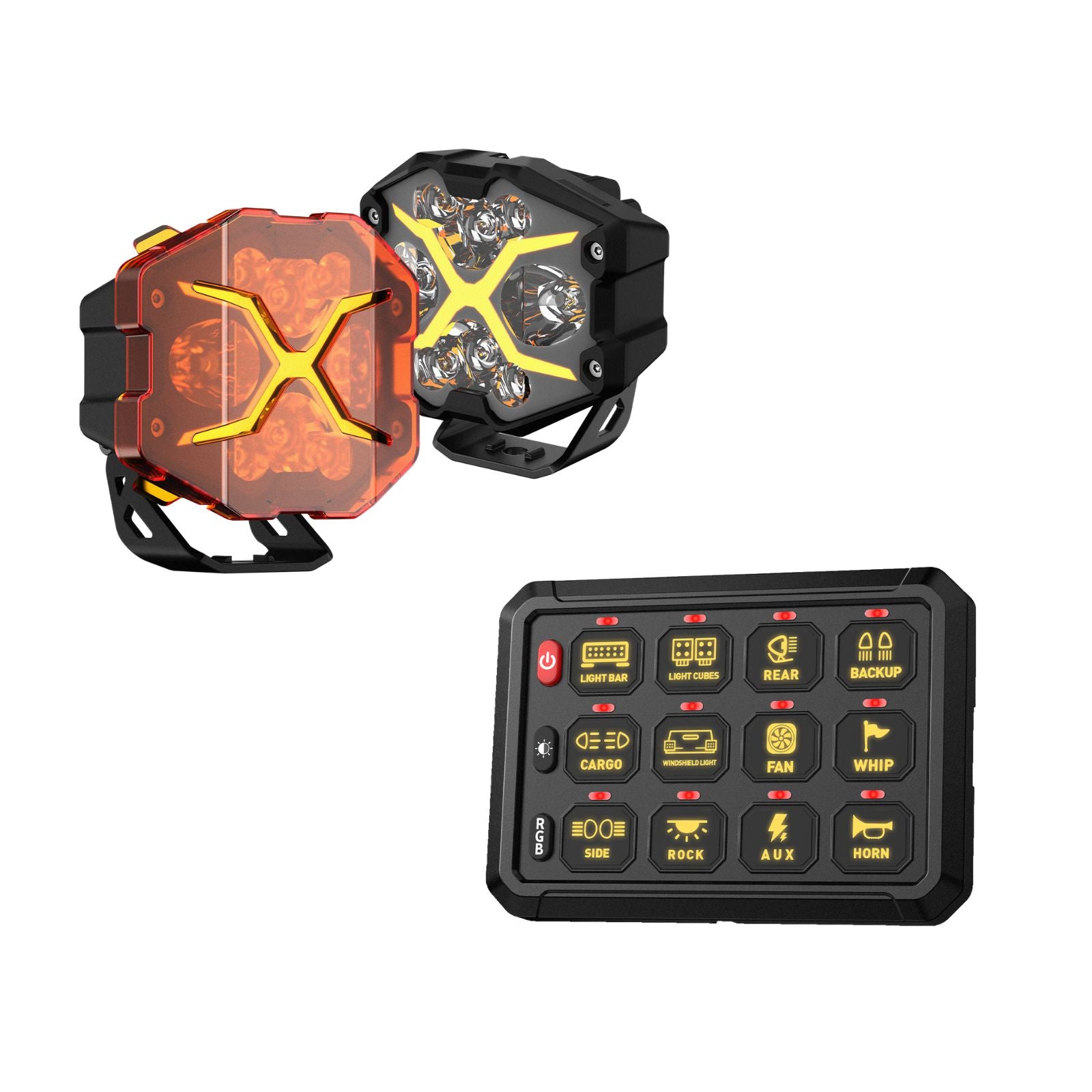 X-Series 4-inch LED Pod Light DRL Driving Beam with Wireless Switch Pa