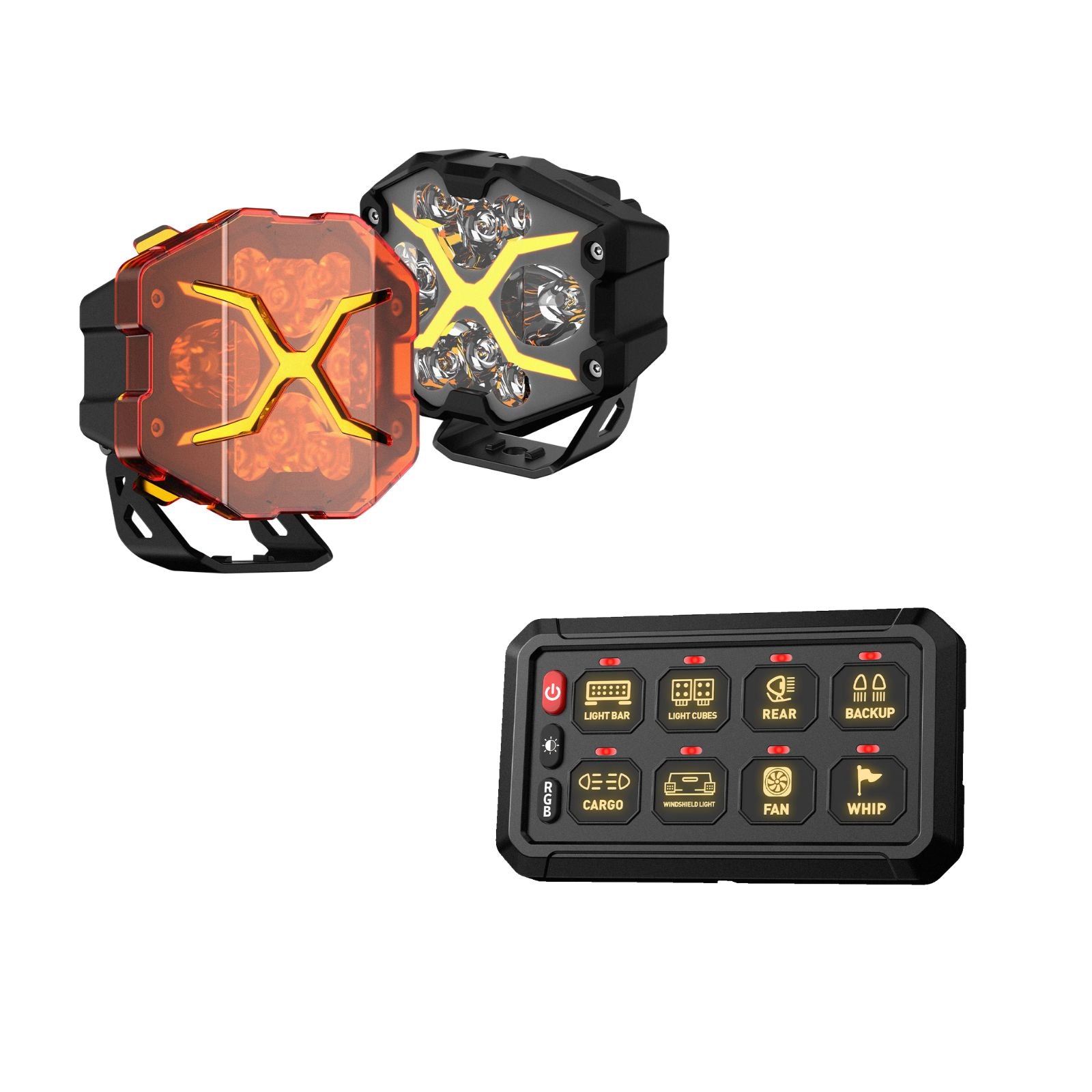 X-Series 4-inch LED Pod Light DRL Driving Beam with Wireless Switch Panel - NOVSIGHT