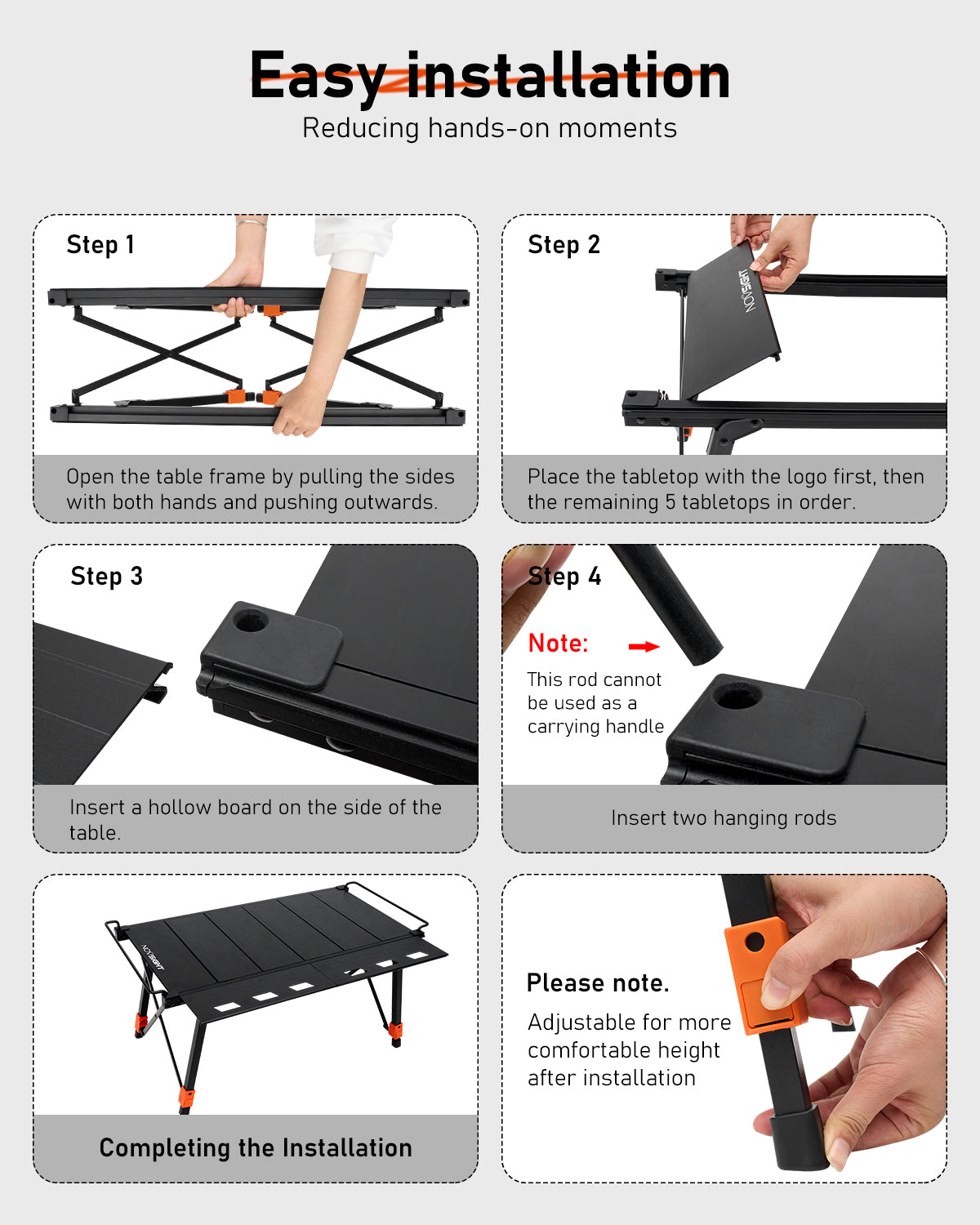 Rove Series | Camping Dining Table IGT Iron Grill Table Foldable Height Adjustable - NOVSIGHT