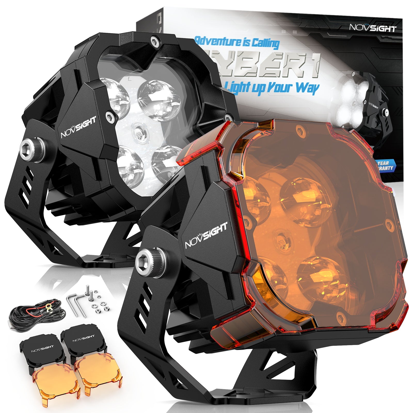 CYBER Series | 3 Inch Cube Pods Off-road Auxiliary Fog Light LED Light With Harness - NOVSIGHT