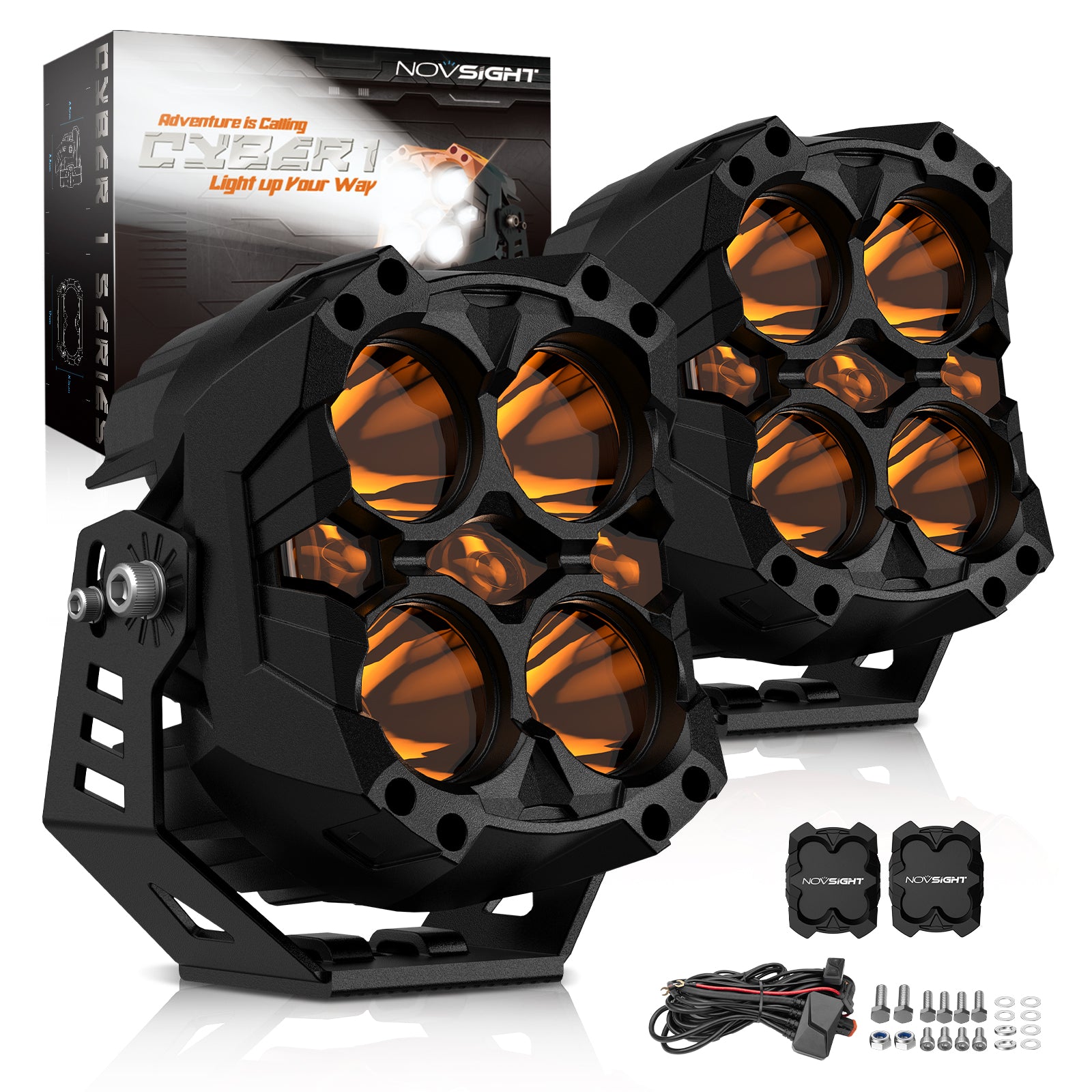 NOVSIGHT 6インチ ポッドライト アンバー 2個セット CYBER1 Series 6-Inch LED Pods: The Premium Off-Road Lighting for UTVs