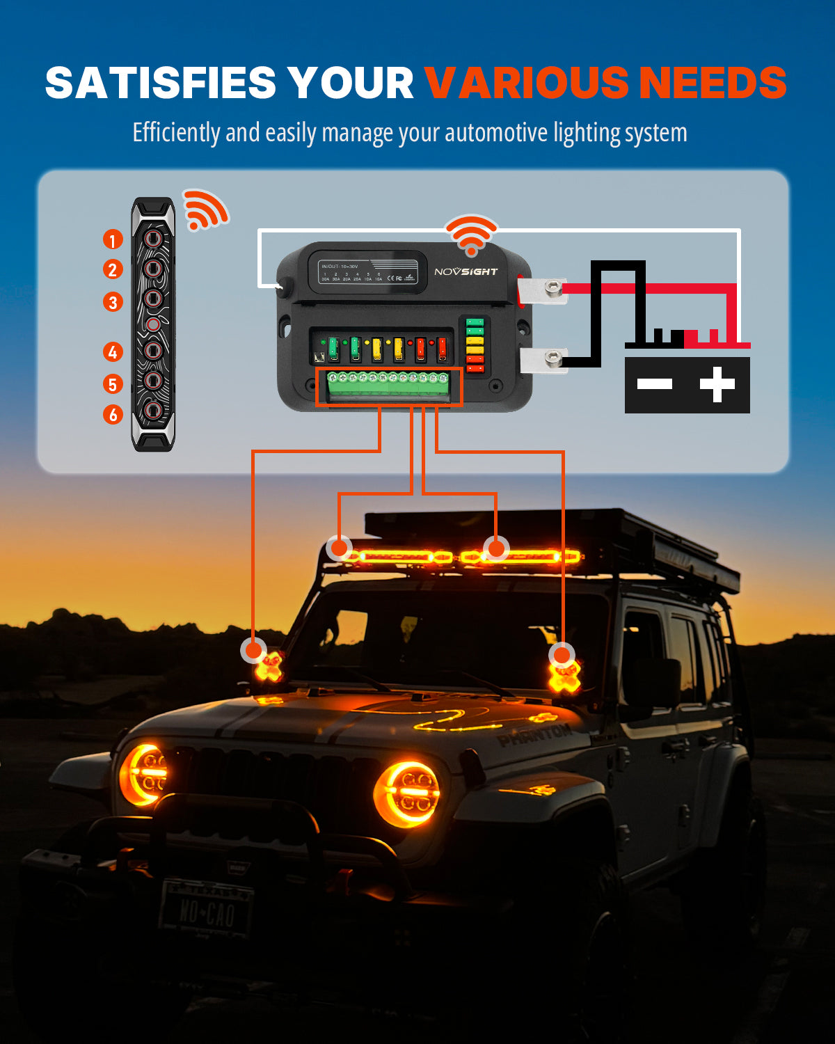 CYBER Series 6-Gang Toggle Switch Wireless-Control - NOVSIGHT