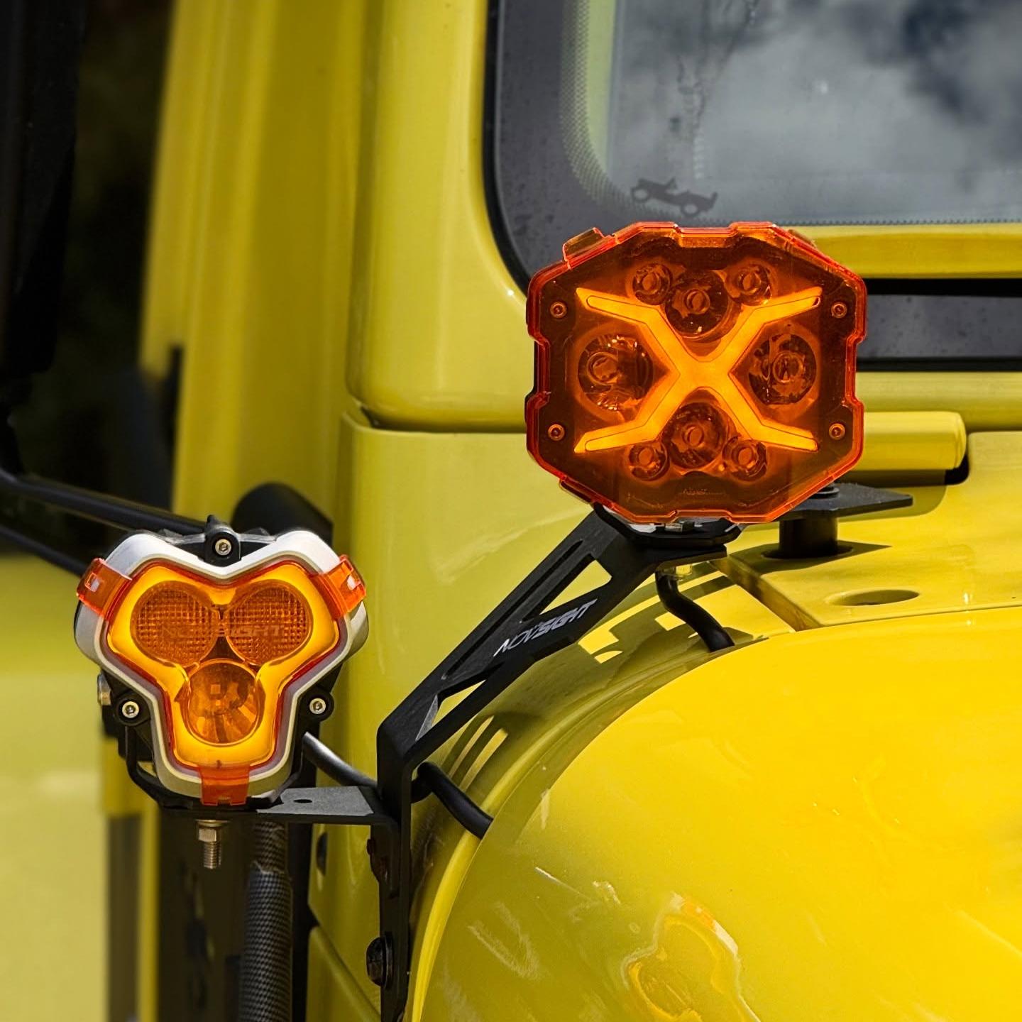Jeep Wrangler JL/JLU A-Pillar Dual Light Mount | 2018-2024 Models | Stainless Steel | Off-Road Lighting Upgrade | (Excludes 4XE) - NOVSIGHT