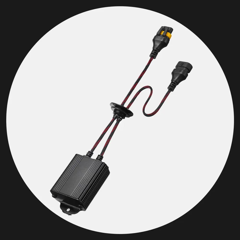 A car bulb decoding adapter on a white background