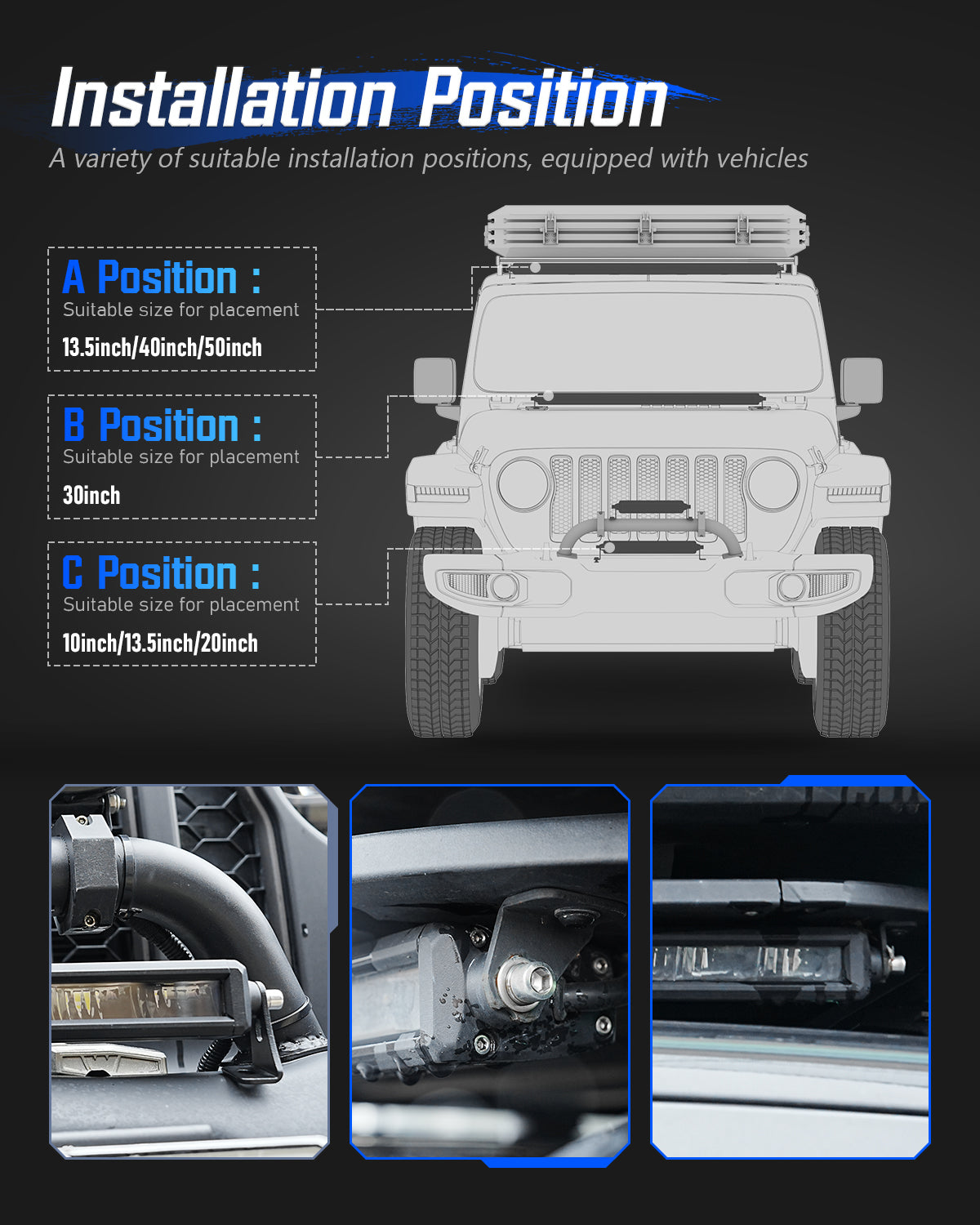 Off Road LED Light Bar 10 20 30 50 Inch Single Row High Power Driving Beam - NOVSIGHT