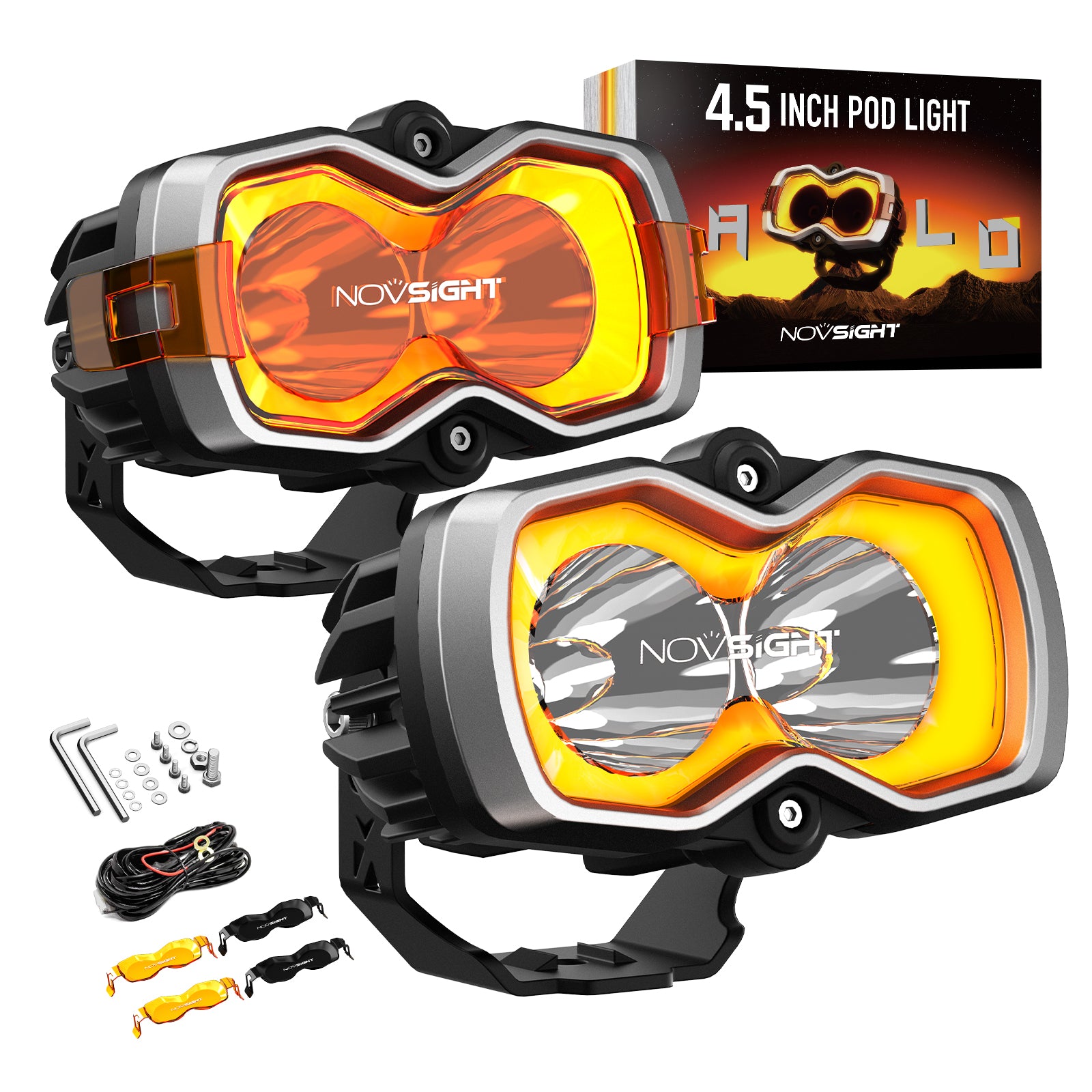 NOVSIGHT HALO Series 4.5'' LED Light Pods with DRL 35W Twin Light
